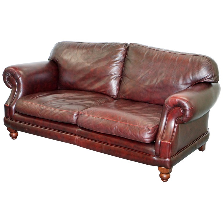 1 Of 2 Thomas Lloyd Consort Oxblood Leather Three Seat Sofas At 1stdibs