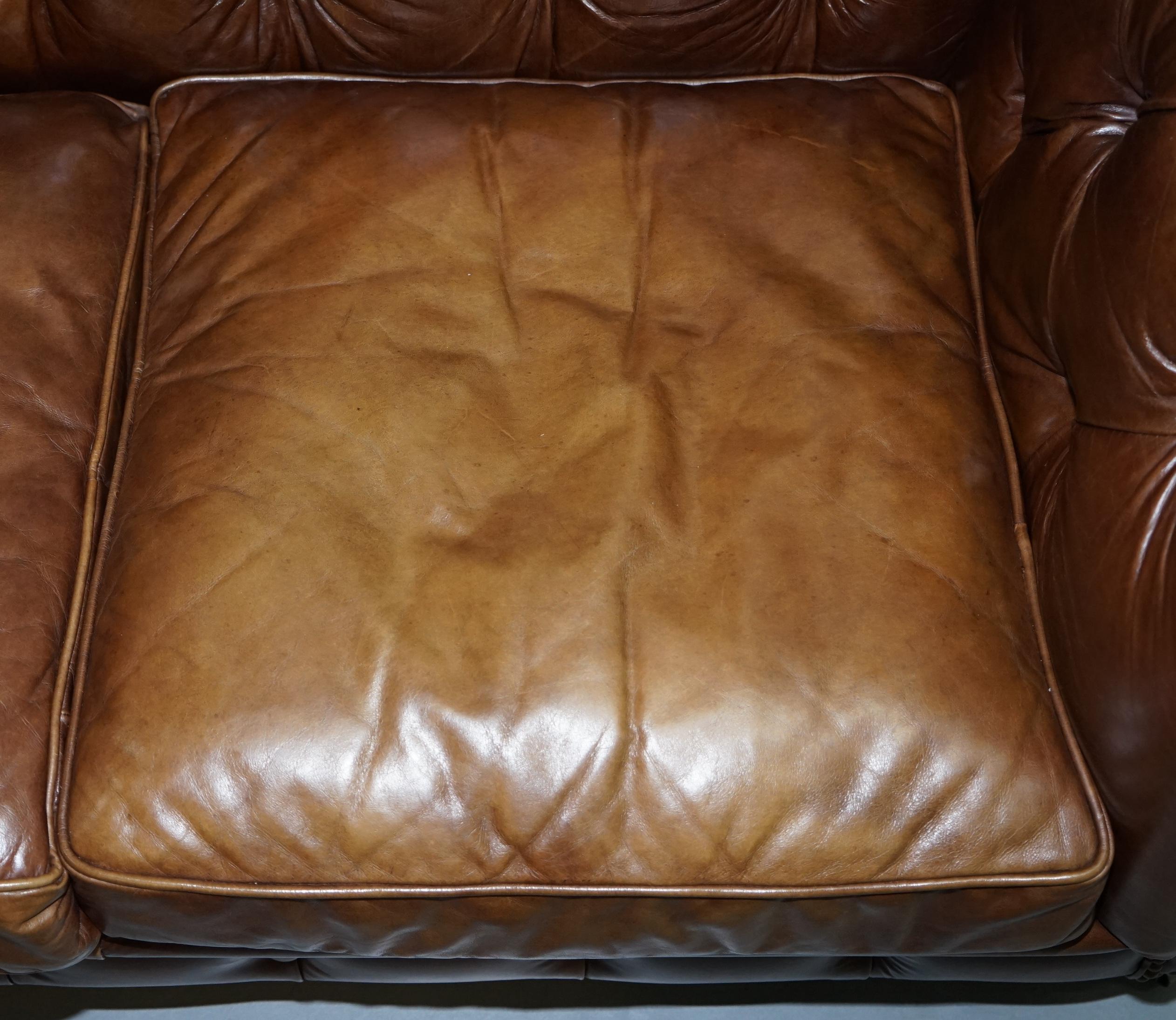 1 of 2 Timothy Oulton Halo Westminster Brown Leather Chesterfield Sofas 1