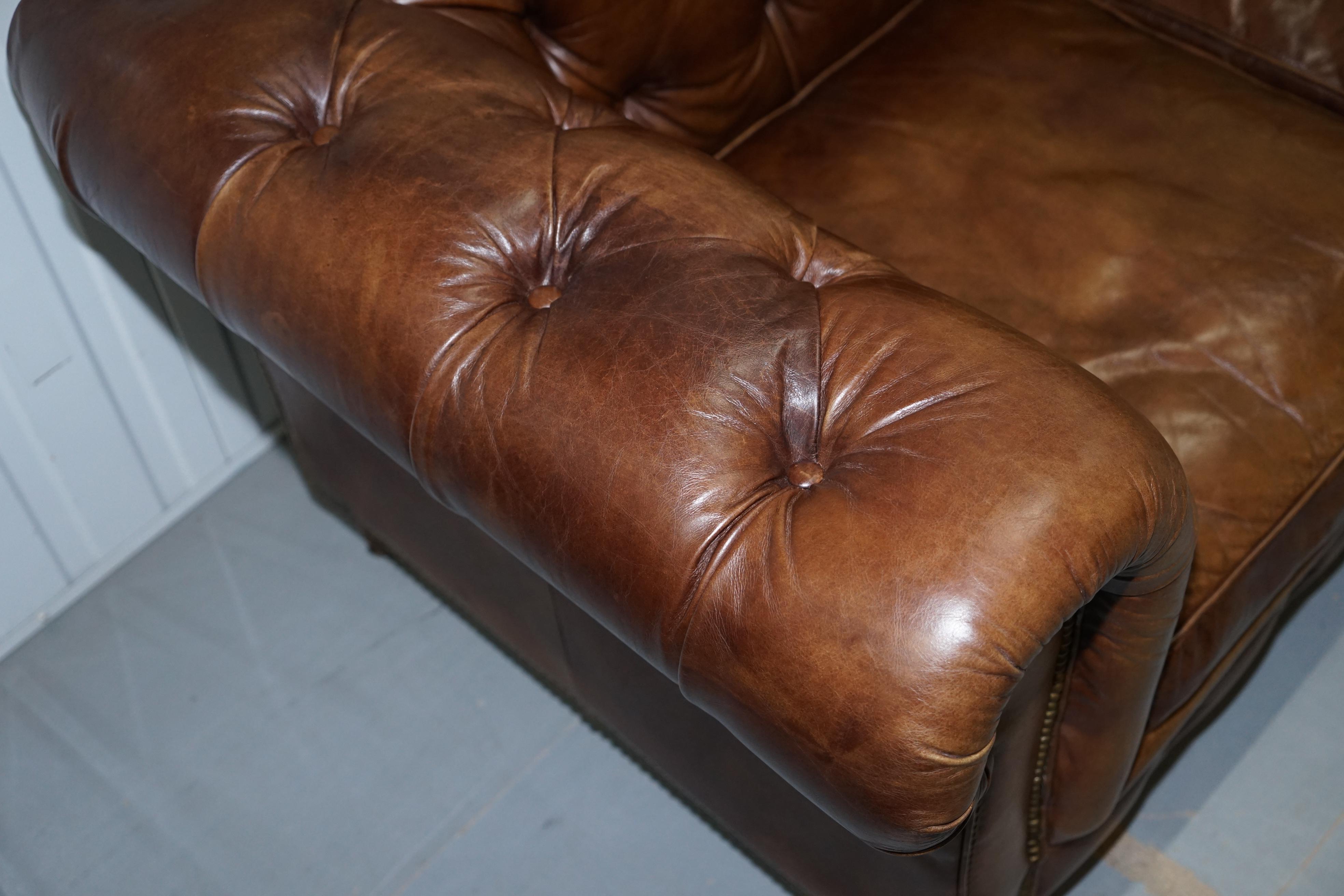 1 of 2 Timothy Oulton Halo Westminster Brown Leather Chesterfield Sofas 1