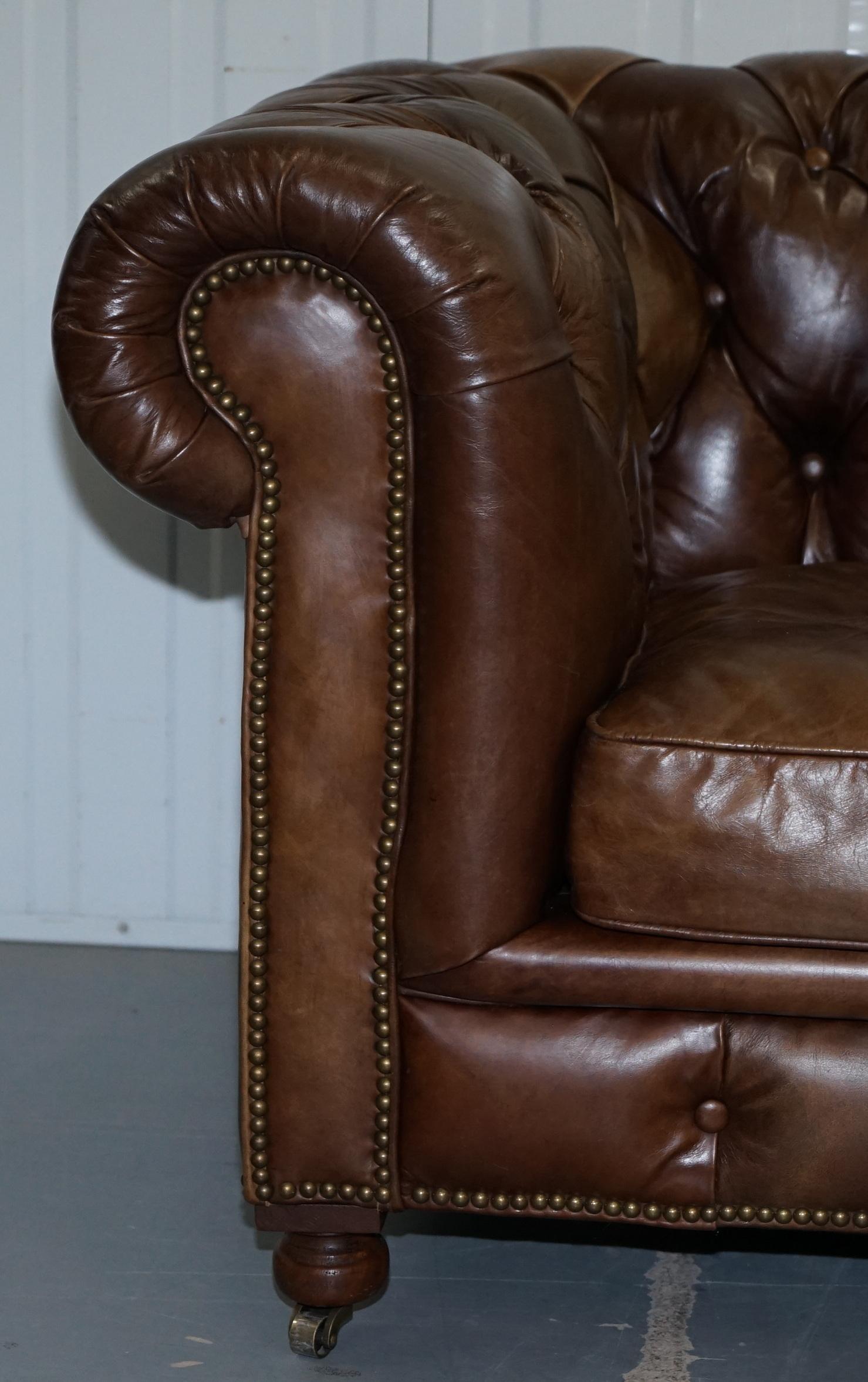 1 of 2 Timothy Oulton Halo Westminster Brown Leather Chesterfield Sofas 2