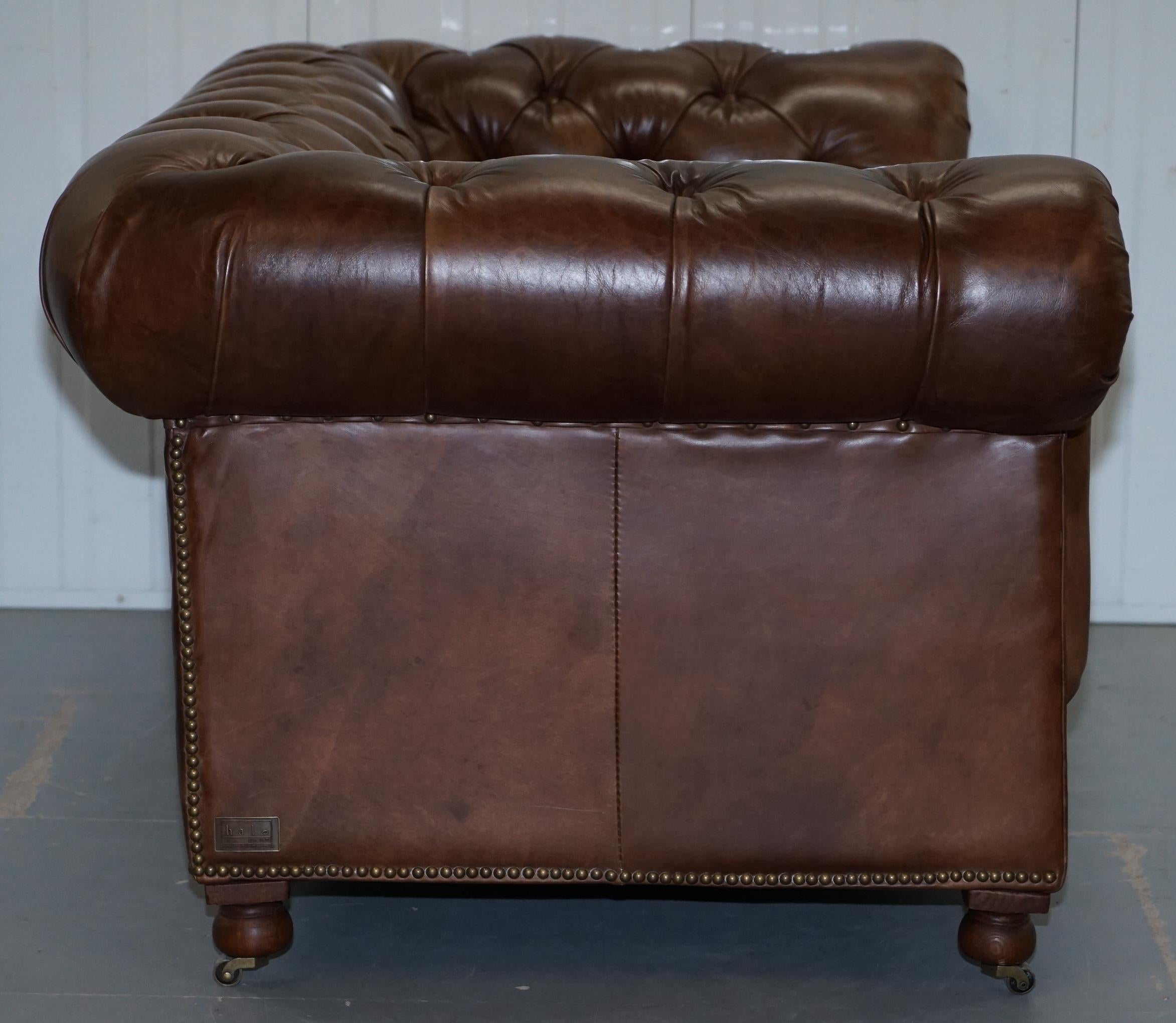 1 of 2 Timothy Oulton Halo Westminster Brown Leather Chesterfield Sofas 8