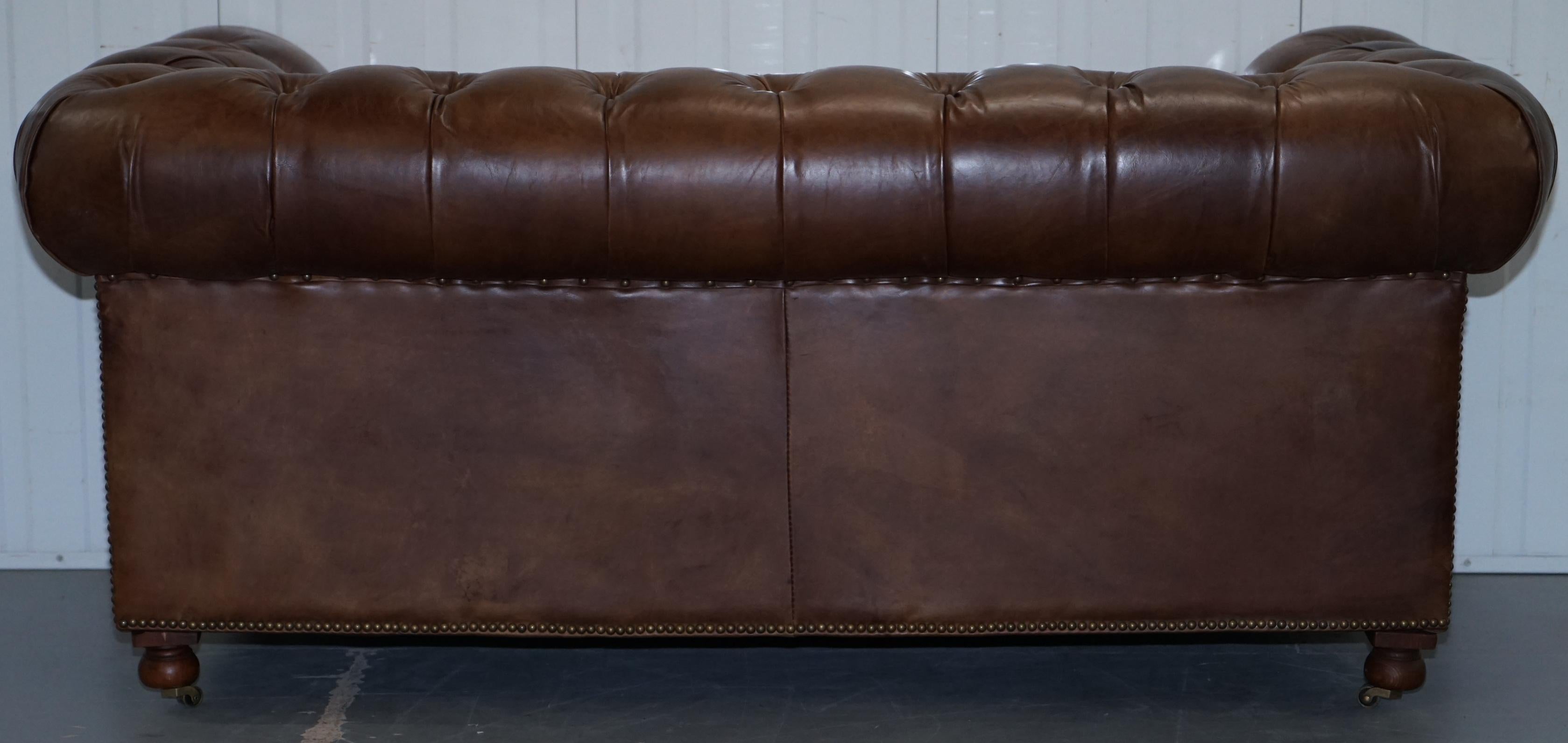 1 of 2 Timothy Oulton Halo Westminster Brown Leather Chesterfield Sofas 10