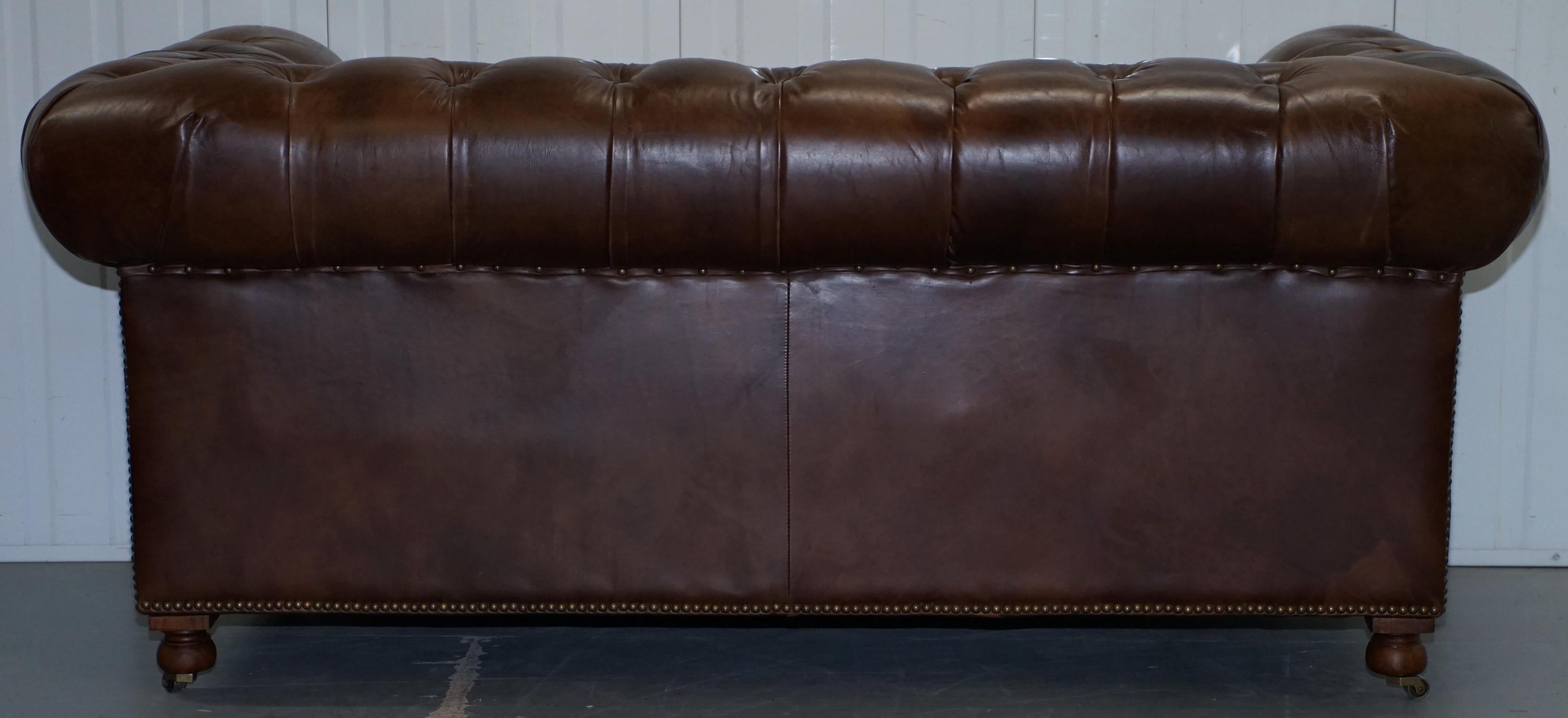 1 of 2 Timothy Oulton Halo Westminster Brown Leather Chesterfield Sofas 9