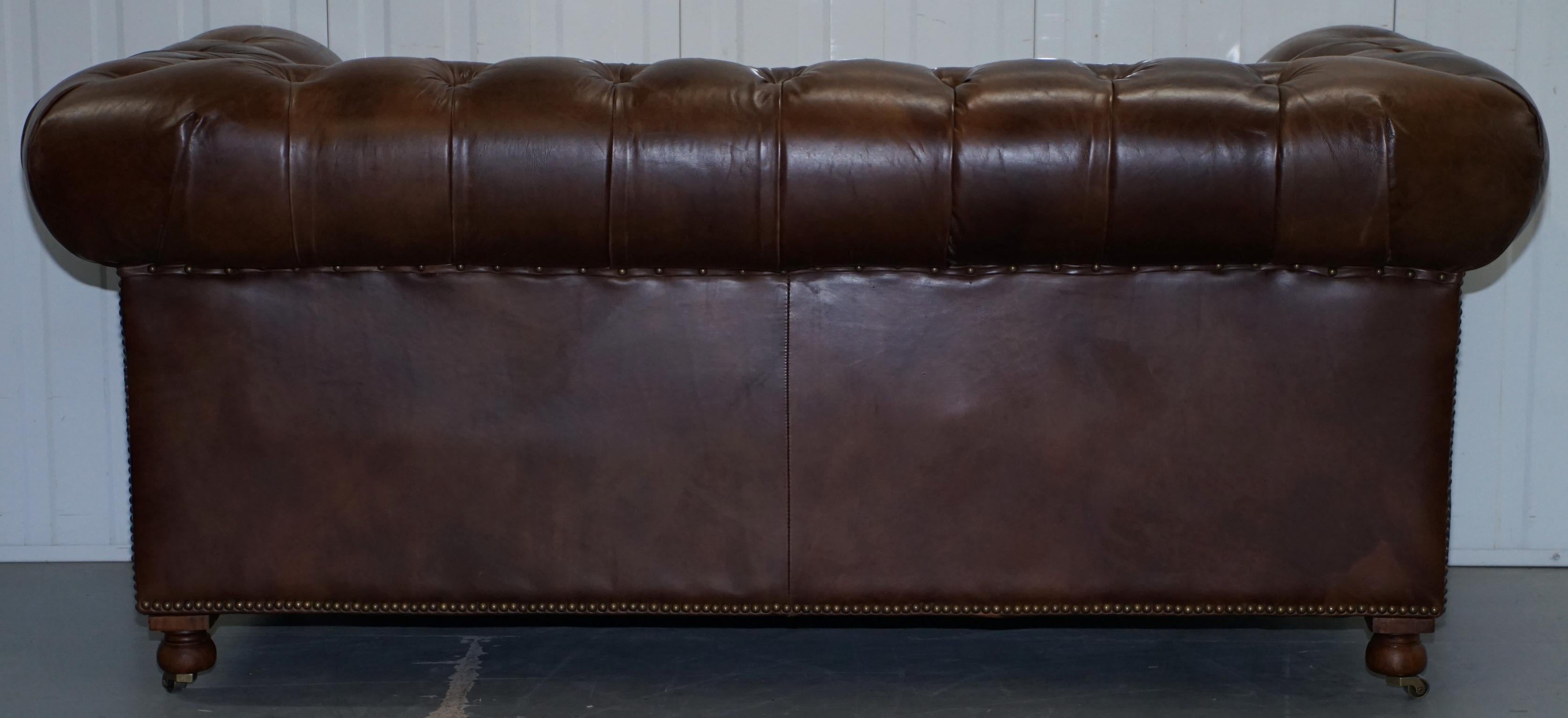 1 of 2 Timothy Oulton Halo Westminster Brown Leather Chesterfield Sofas 10