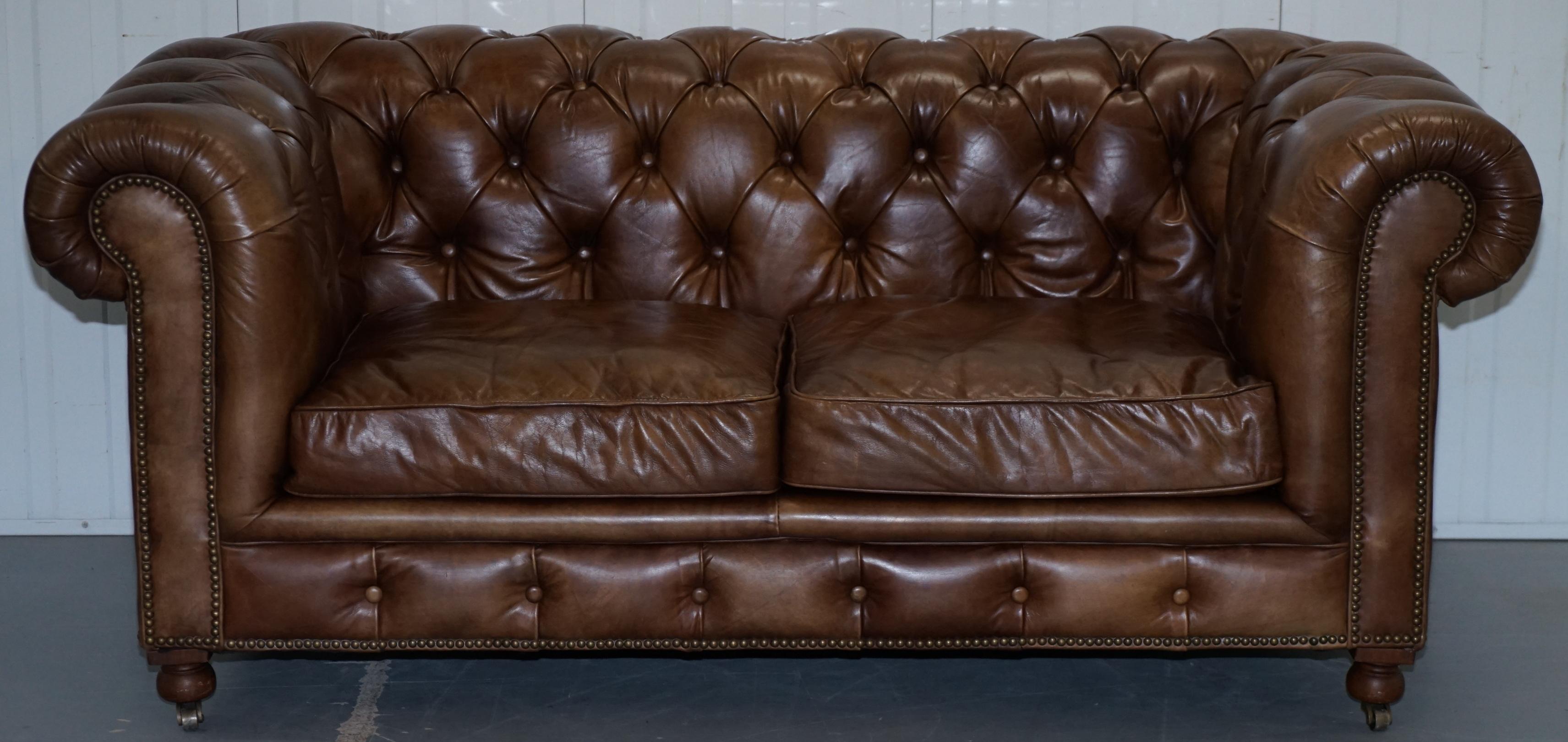 We are delighted to offer for sale one of two very nice Timothy Oulton Halo Westminster aged brown leather Chesterfield sofas RRP £3839 each

This auction is for one, the other is listed under my other items, I also have the matching three-seat