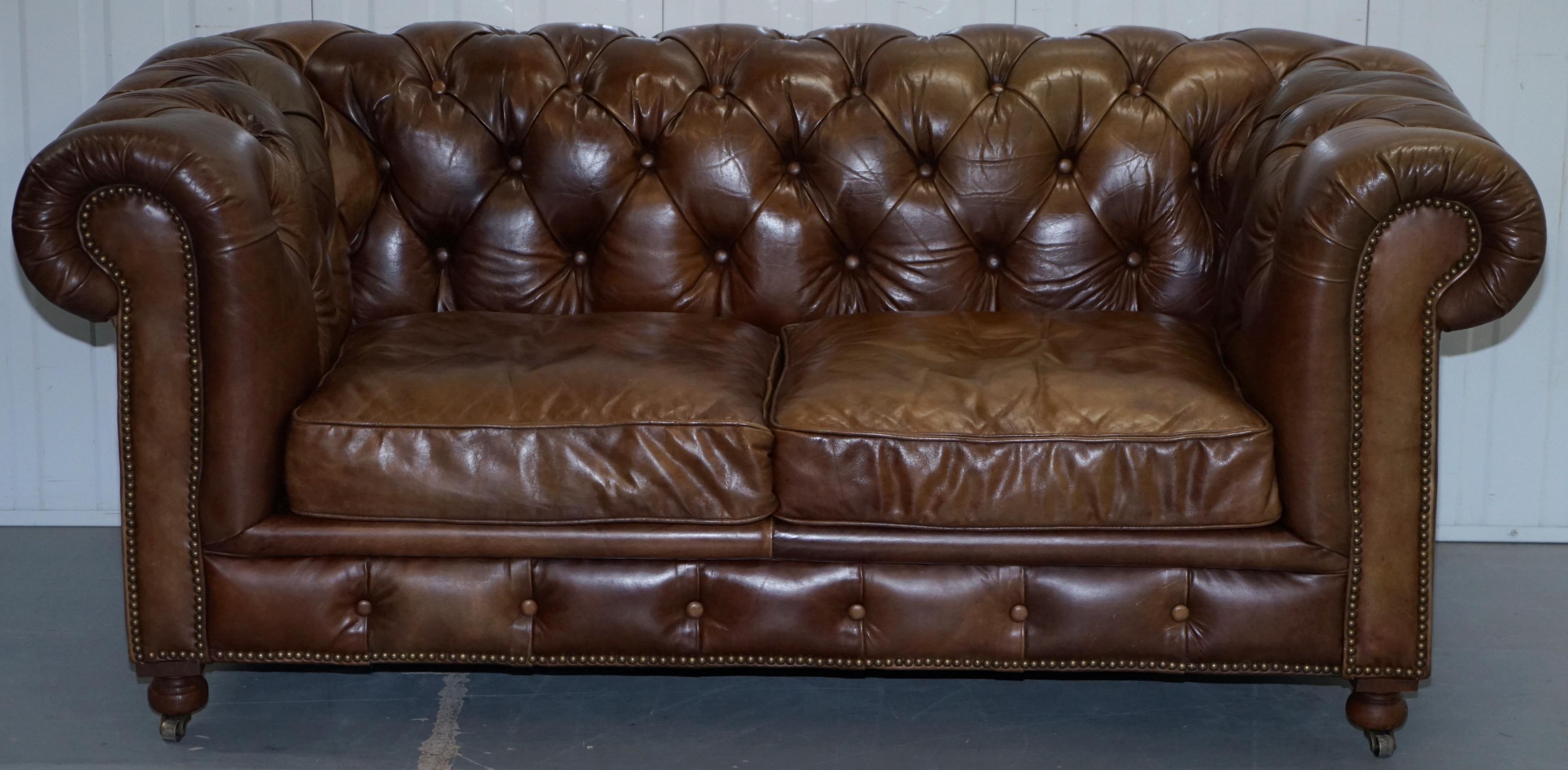 We are delighted to offer for sale one of two very nice Timothy Oulton Halo Westminster aged brown leather chesterfield sofas RRP £3839 each

This auction is for one, the other is listed under my other items, I also have the matching three-seat
