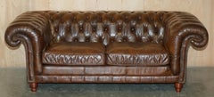 1 OF 2 TIMOTHY OULTON HERITAGE BROWN OVERSIZED LEATHER CHESTERFIELD HALO SOFAs