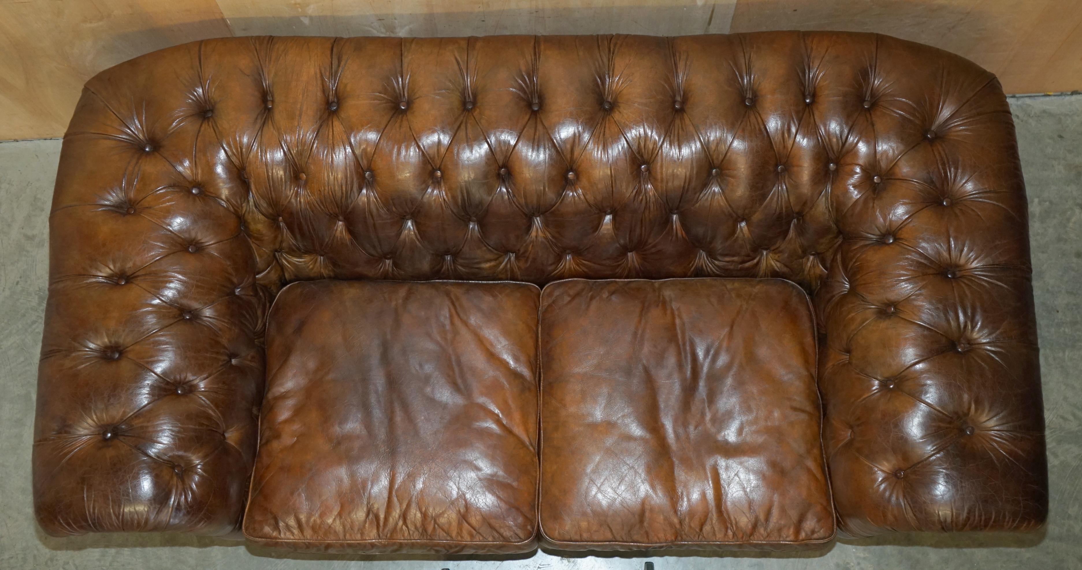 20th Century 1 OF 2 TIMOTHY OULTON HERITAGE BROWN OVERSIZED LEATHER CHESTERFIELD HALO SOFAs For Sale