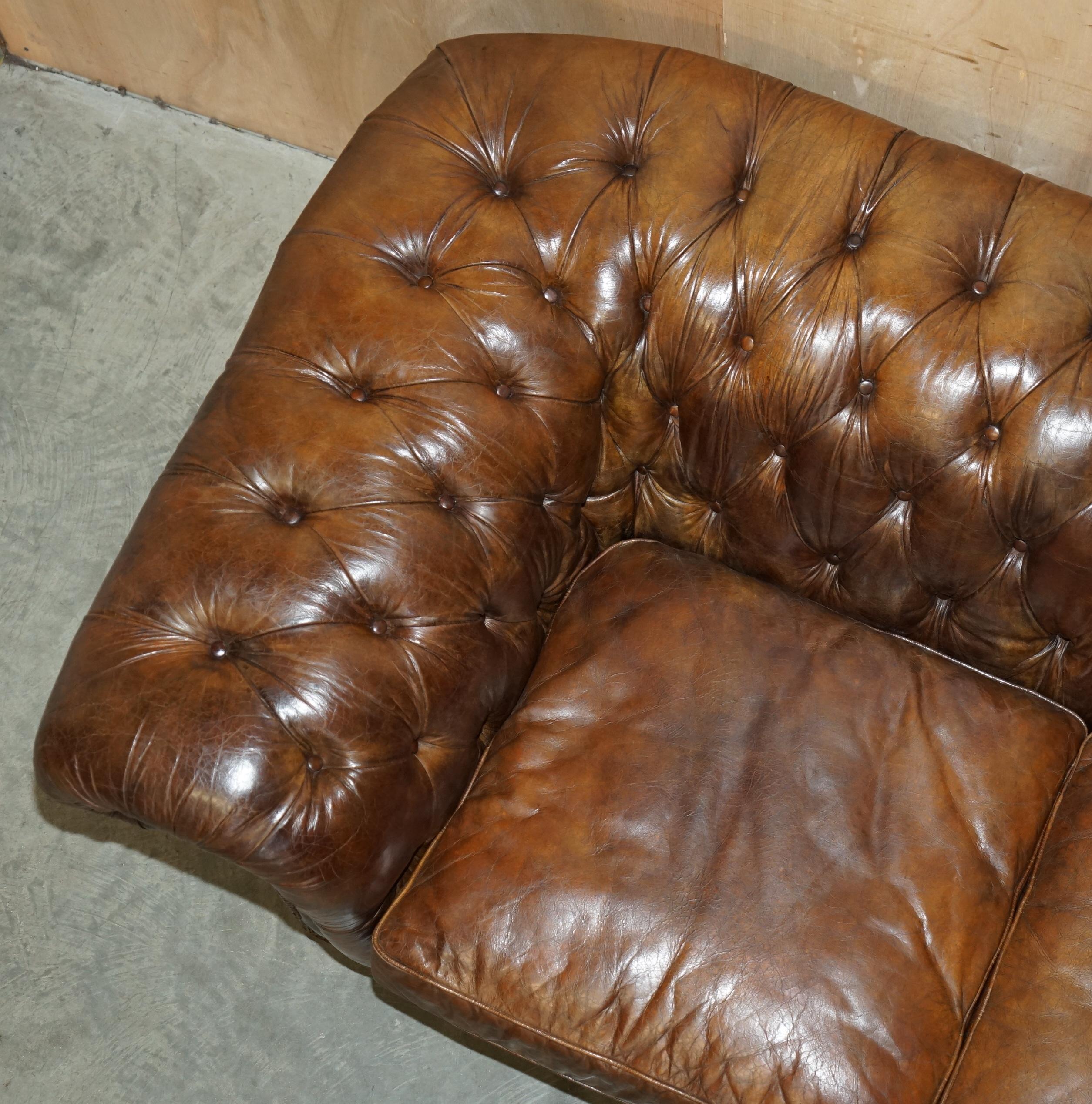 1 OF 2 TIMOTHY OULTON HERITAGE BROWN OVERSIZED LEATHER CHESTERFIELD HALO SOFAs For Sale 1