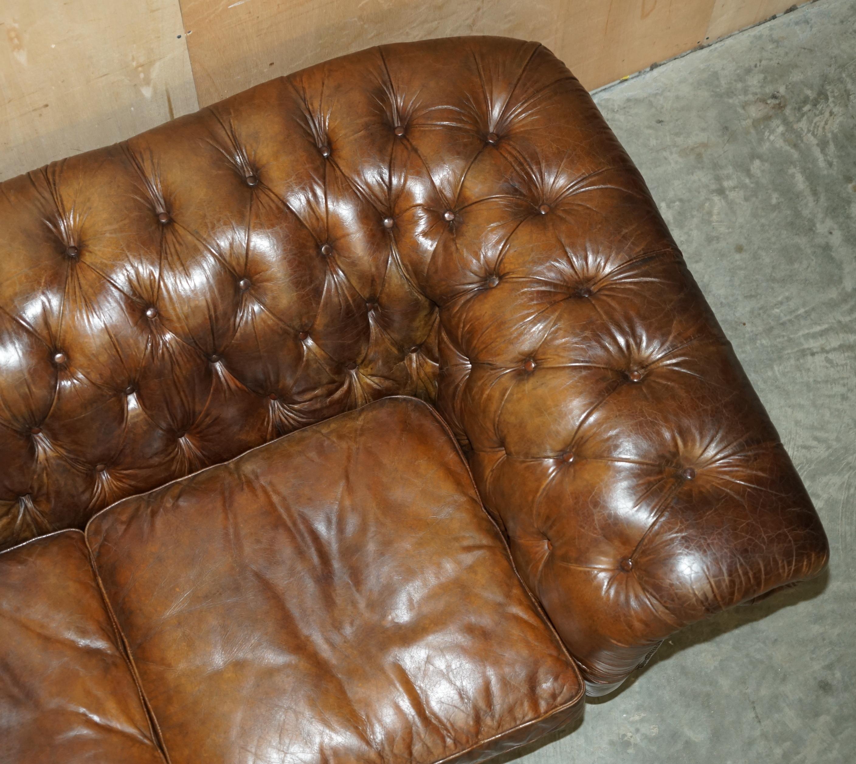 1 OF 2 TIMOTHY OULTON HERITAGE BROWN OVERSIZED LEATHER CHESTERFIELD HALO SOFAs For Sale 2
