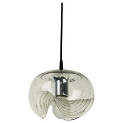 Lampe suspendue en verre transparent Koch & Lowy pour Peill and Putzler, 1960