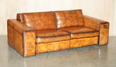 1 OF 2 UNIQUE EMBOSSED FENDI CROCODiLE ALLIGATOR LEATHER PATINA HAND DYED SOFA