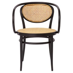 1 of 2 Unique Thonet Armchair, Model 210 R - Black Lacquered Beech with Renewed