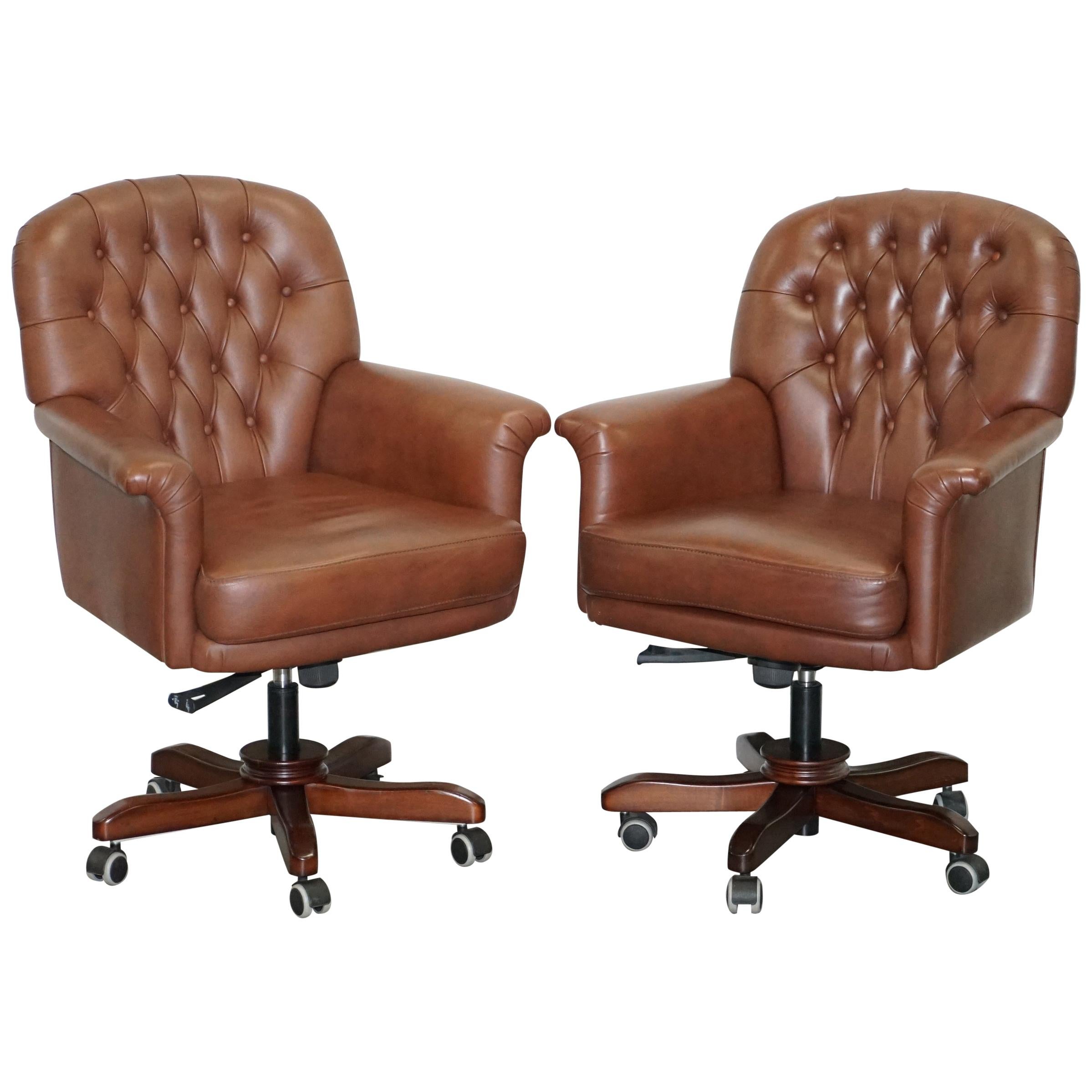 Very Comfortable Brown Leather Chesterfield Captains Directors Armchair For  Sale at 1stDibs | chesterfield office chair, leather chesterfield desk chair,  leather chesterfield office chair