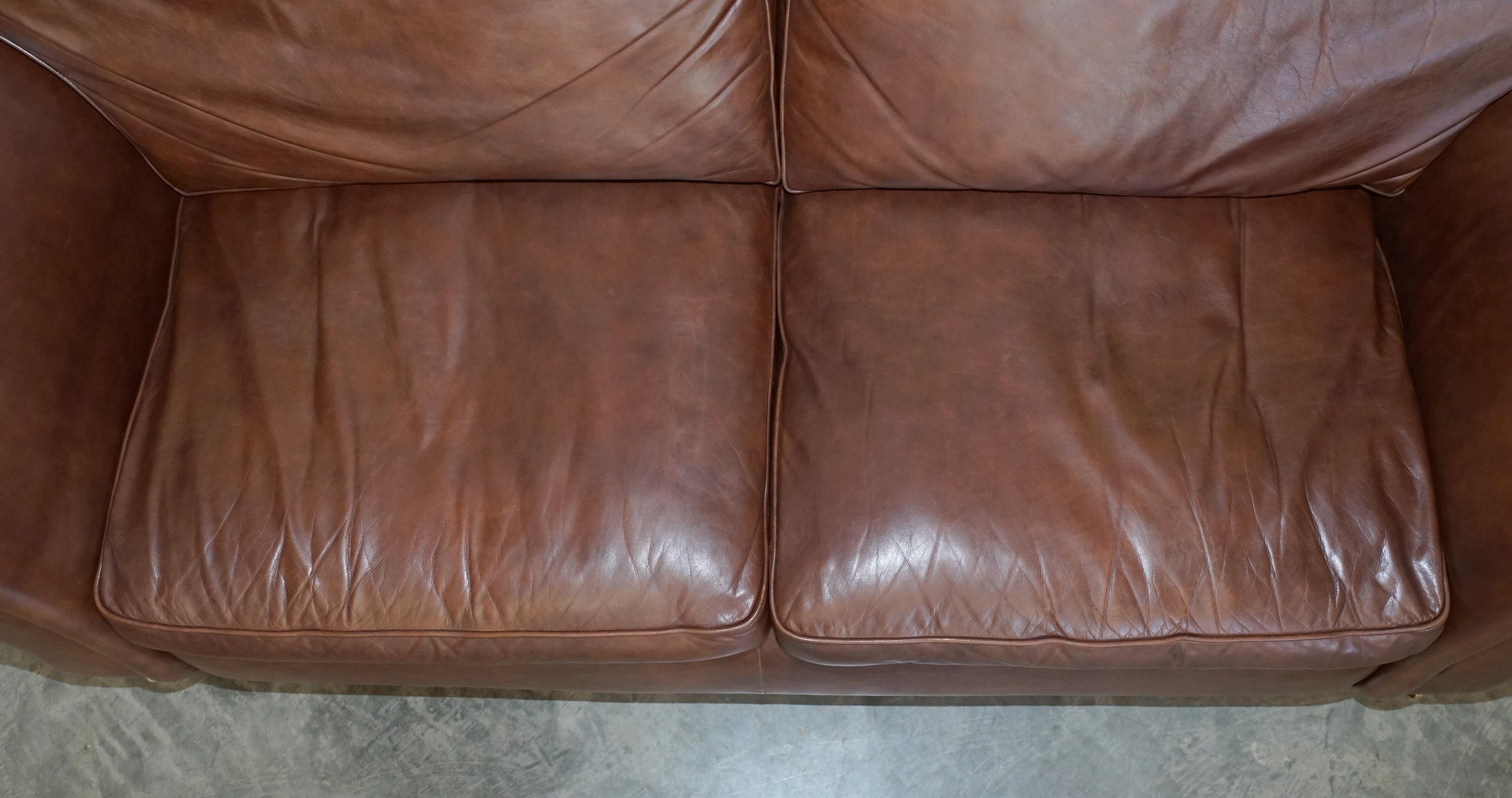 20th Century 1 of 2 Very Large Heritage Brown Leather Laura Ashley Mortimer Sofas