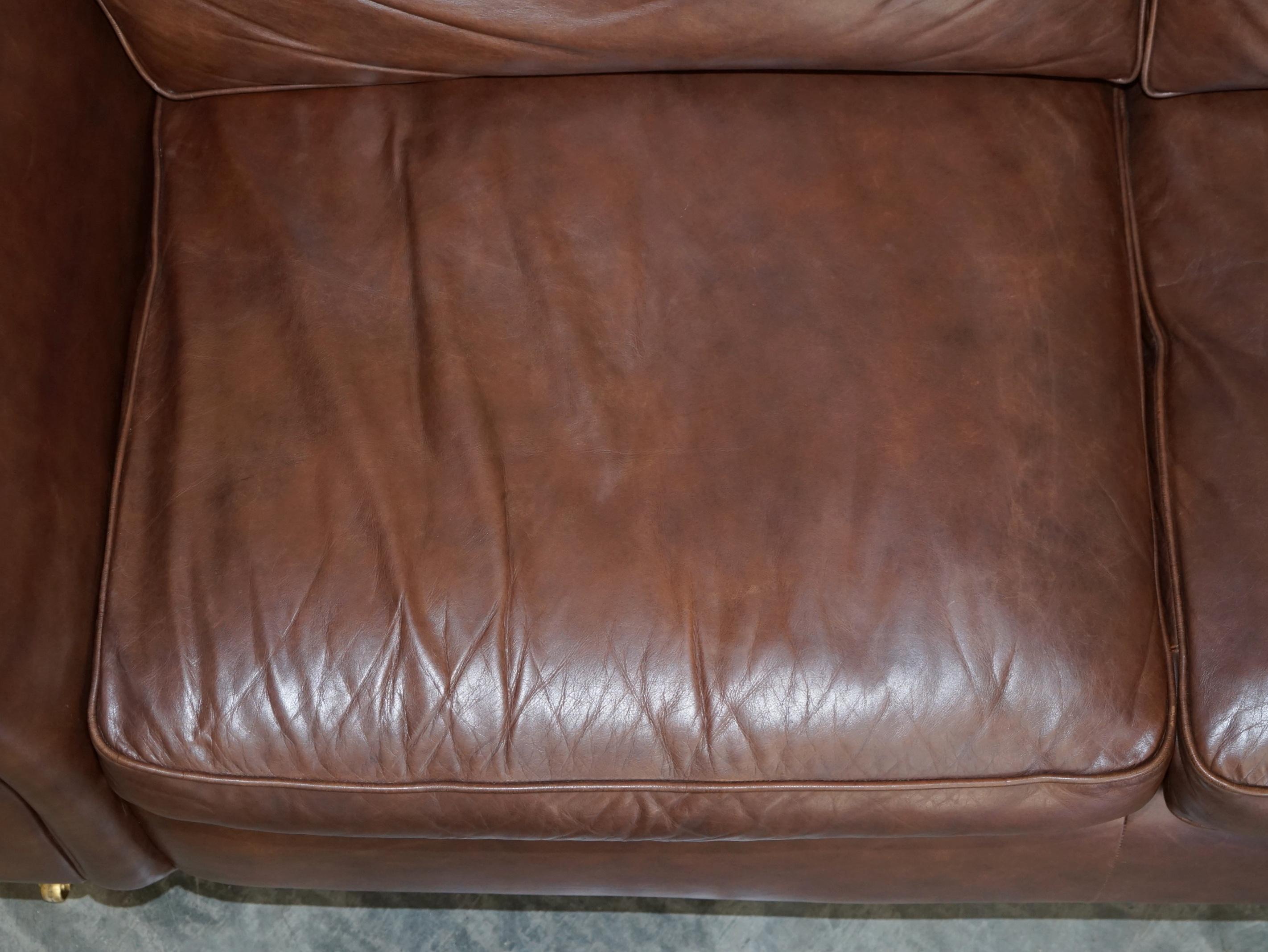 1 of 2 Very Large Heritage Brown Leather Laura Ashley Mortimer Sofas 1