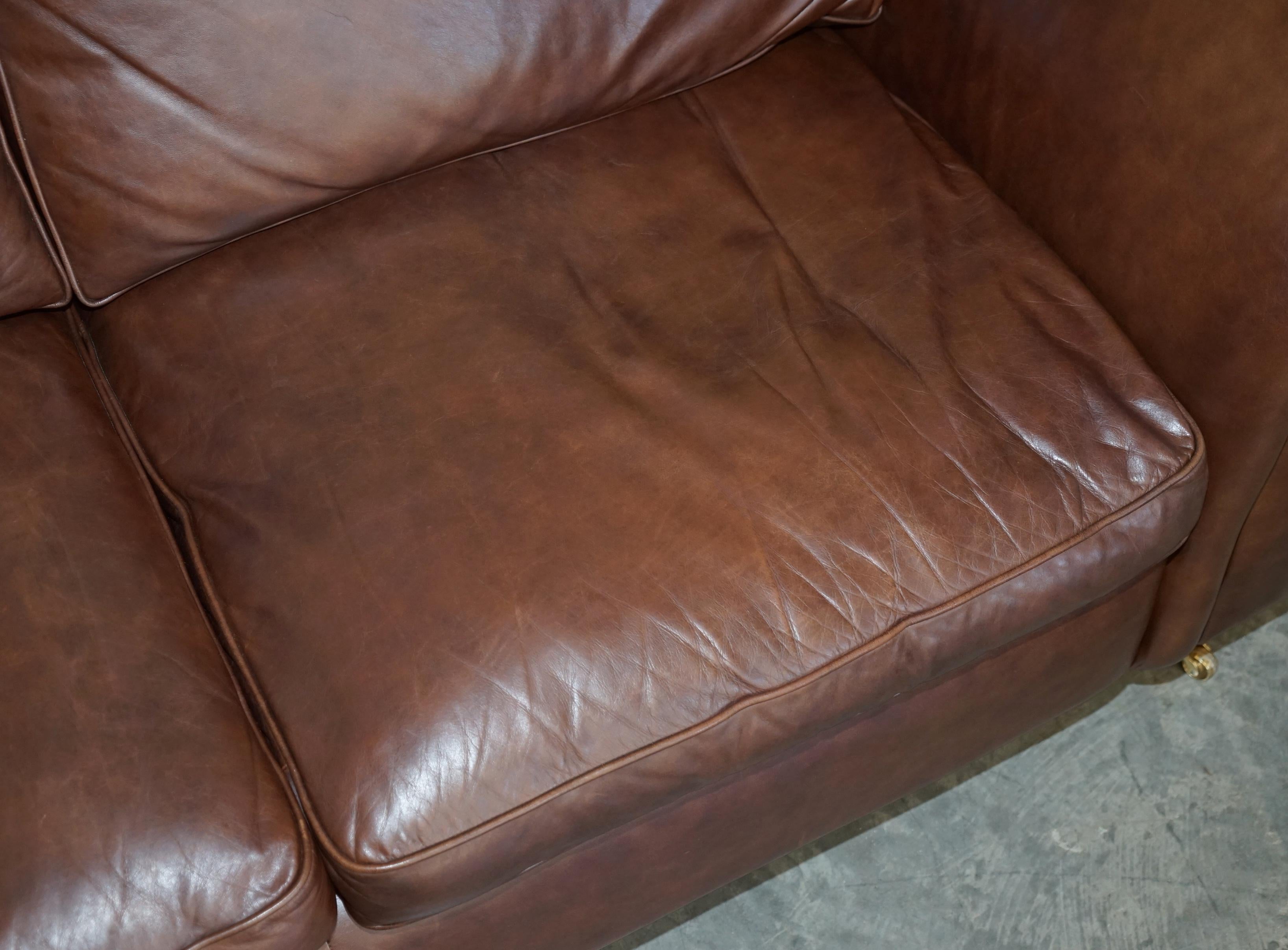 1 of 2 Very Large Heritage Brown Leather Laura Ashley Mortimer Sofas 2