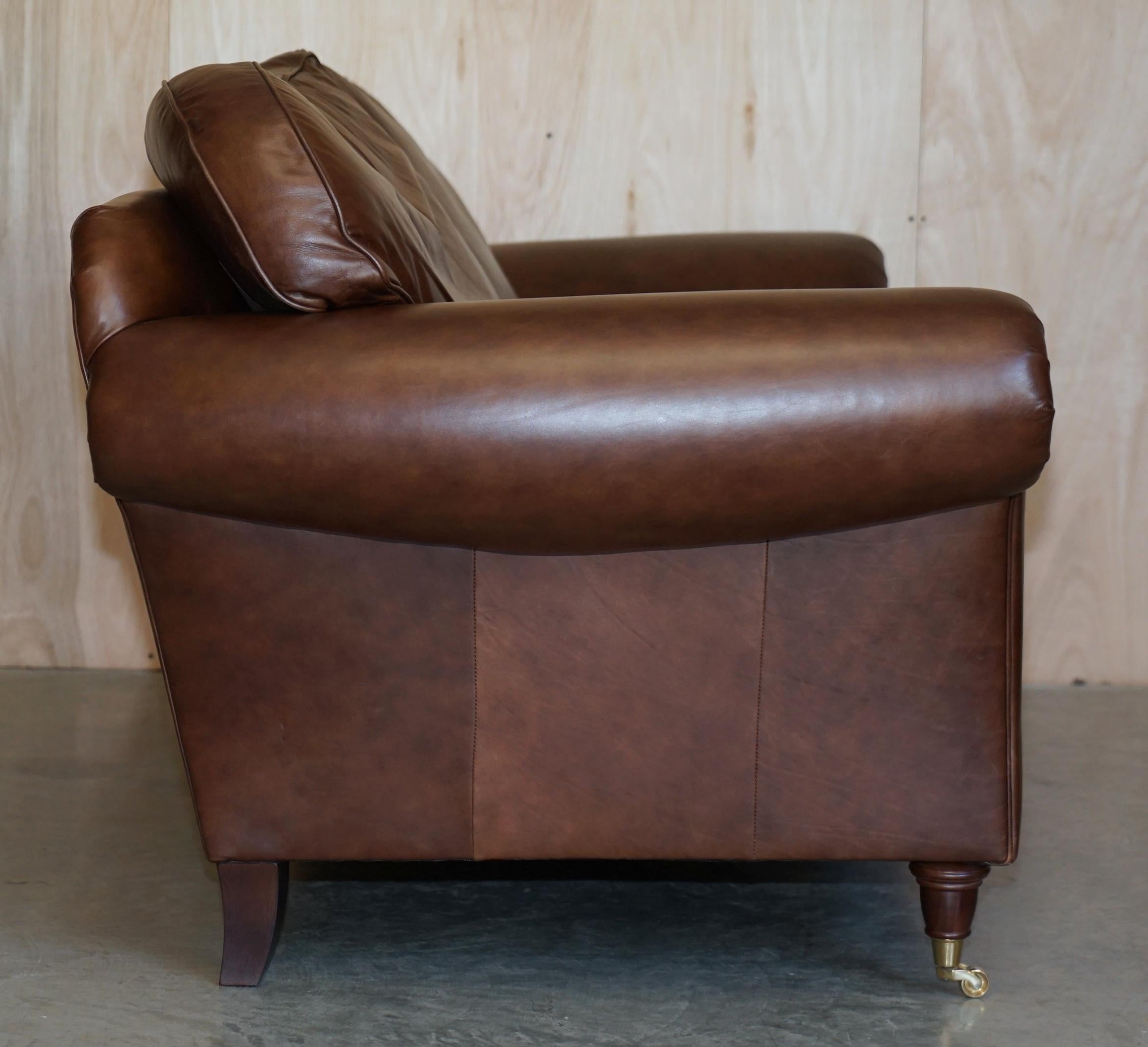 1 of 2 Very Large Heritage Brown Leather Laura Ashley Mortimer Sofas 3