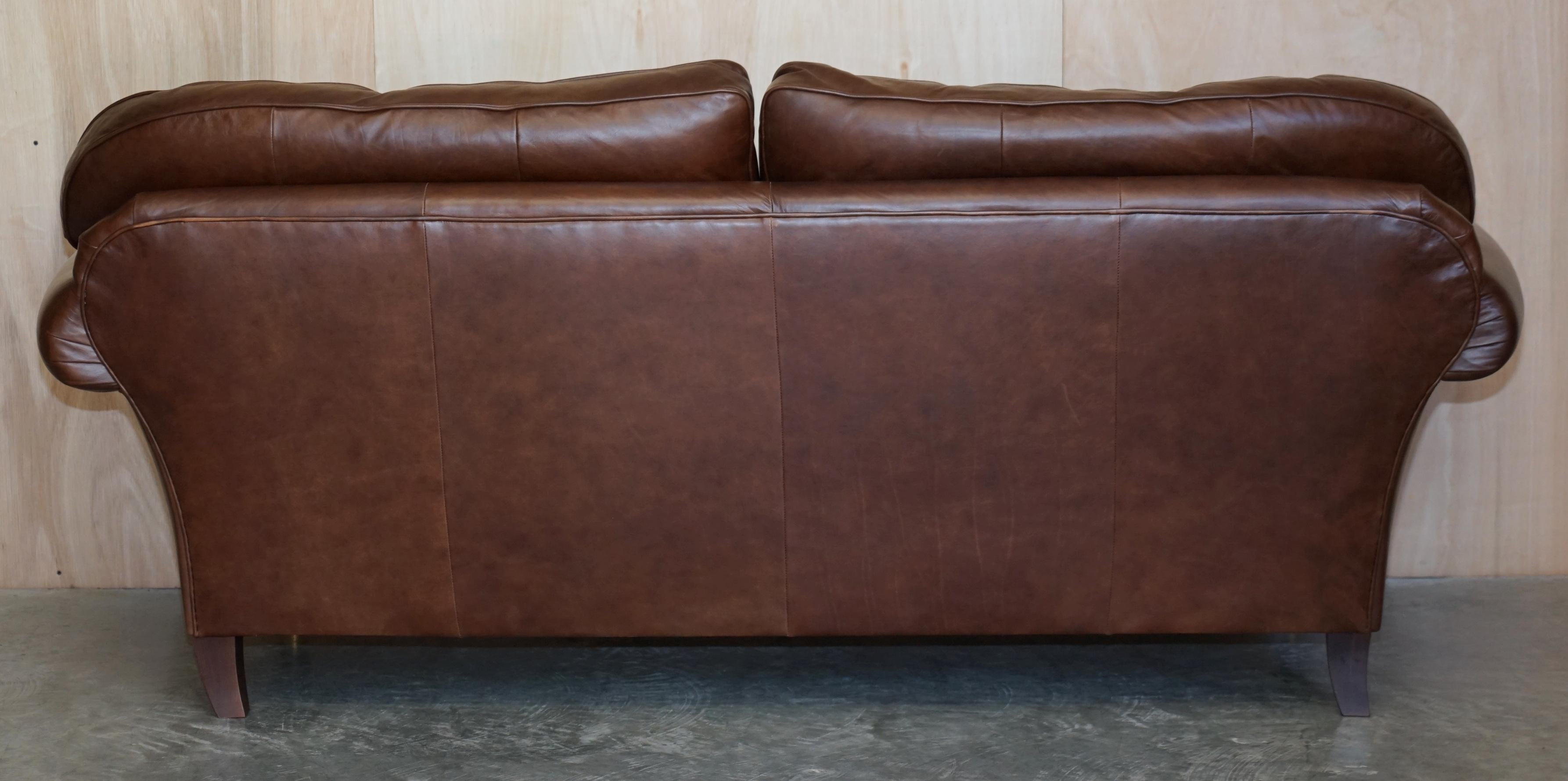 1 of 2 Very Large Heritage Brown Leather Laura Ashley Mortimer Sofas 4