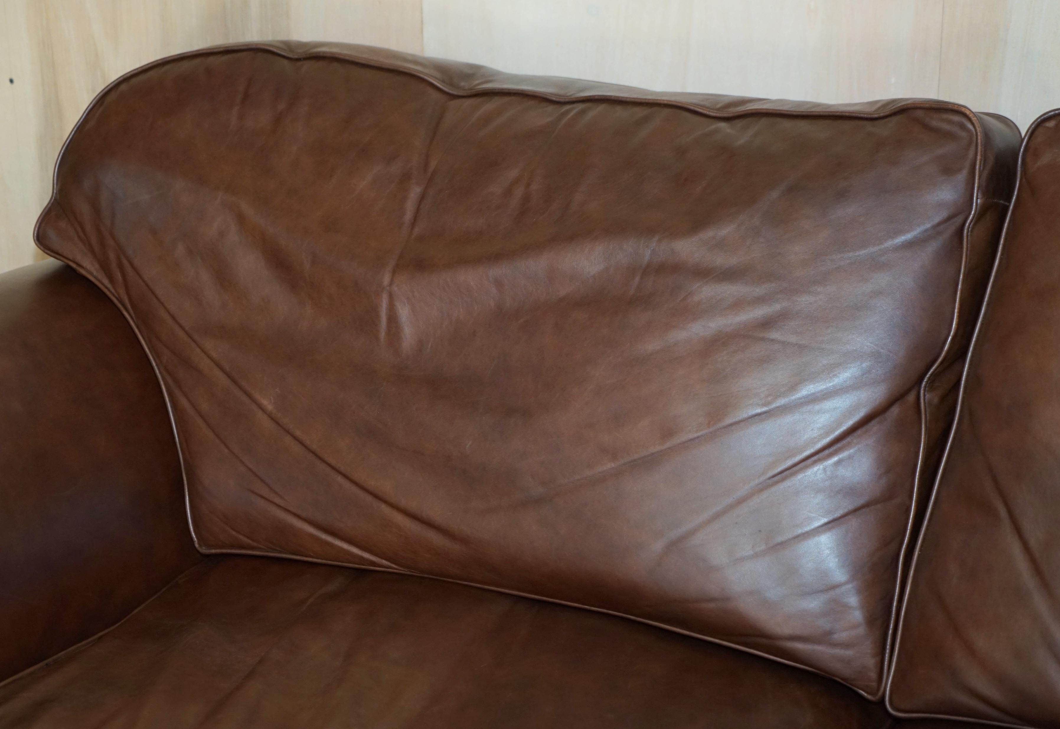 laura ashley brown leather sofa