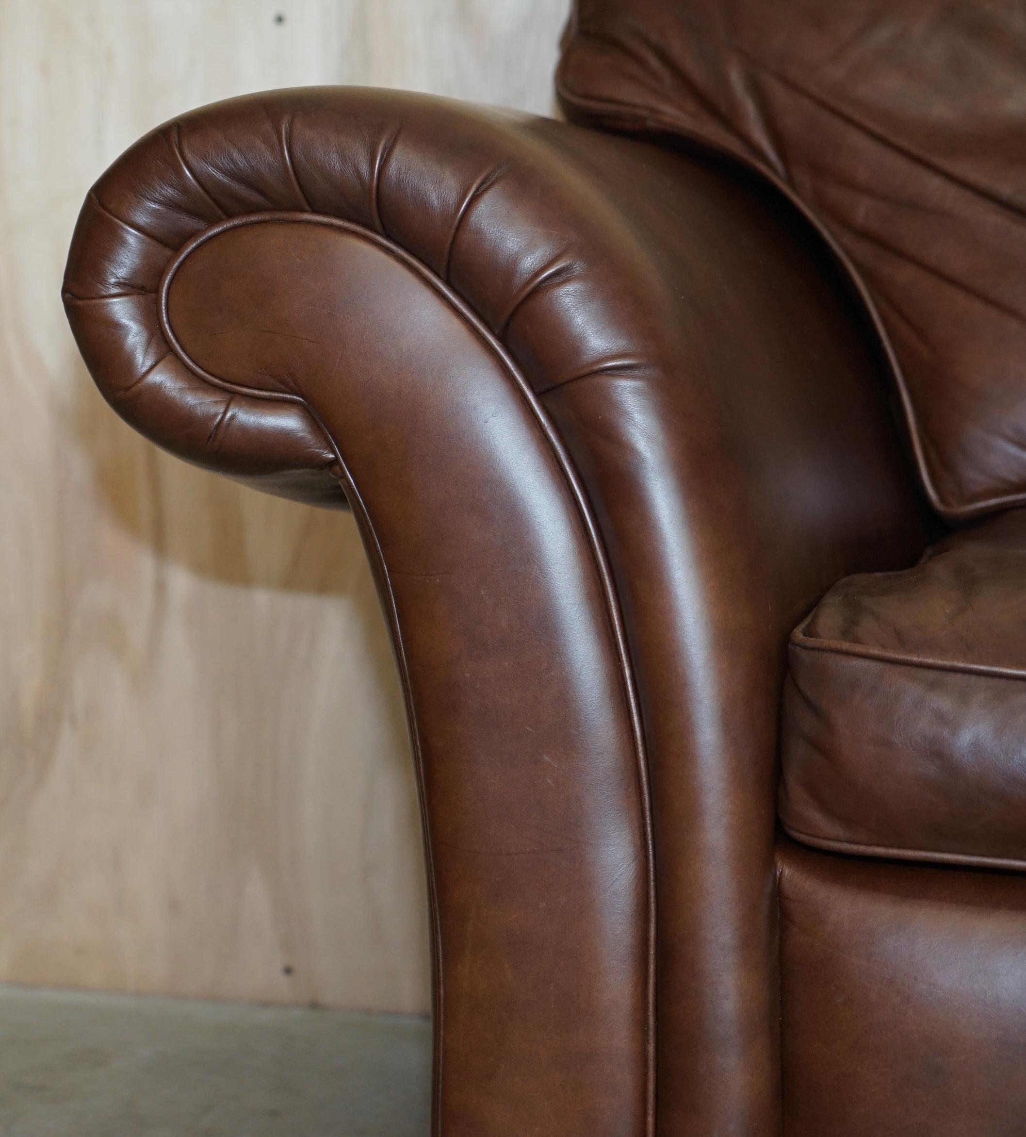 Hand-Crafted 1 of 2 Very Large Heritage Brown Leather Laura Ashley Mortimer Sofas