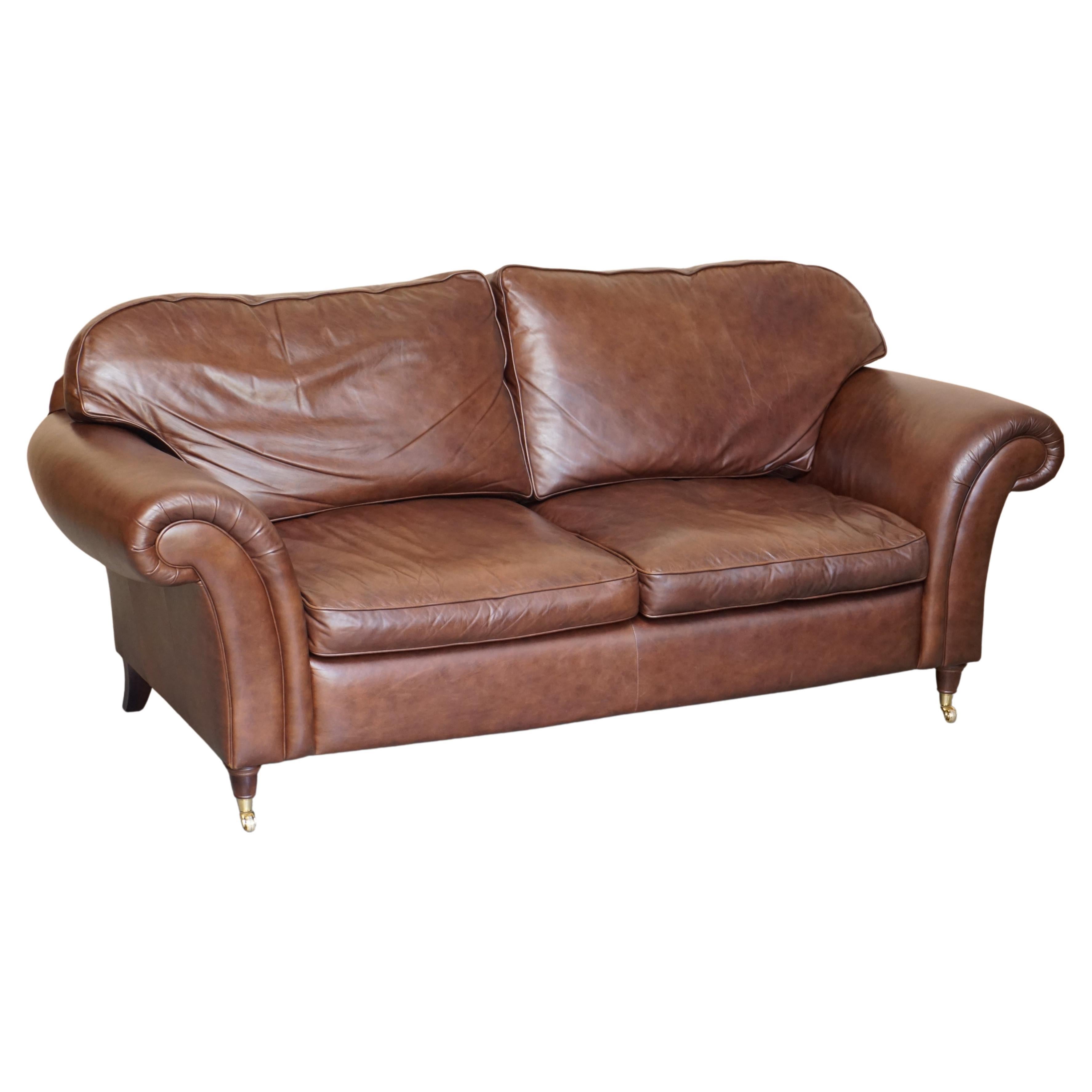 1 of 2 Very Large Heritage Brown Leather Laura Ashley Mortimer Sofas For  Sale at 1stDibs