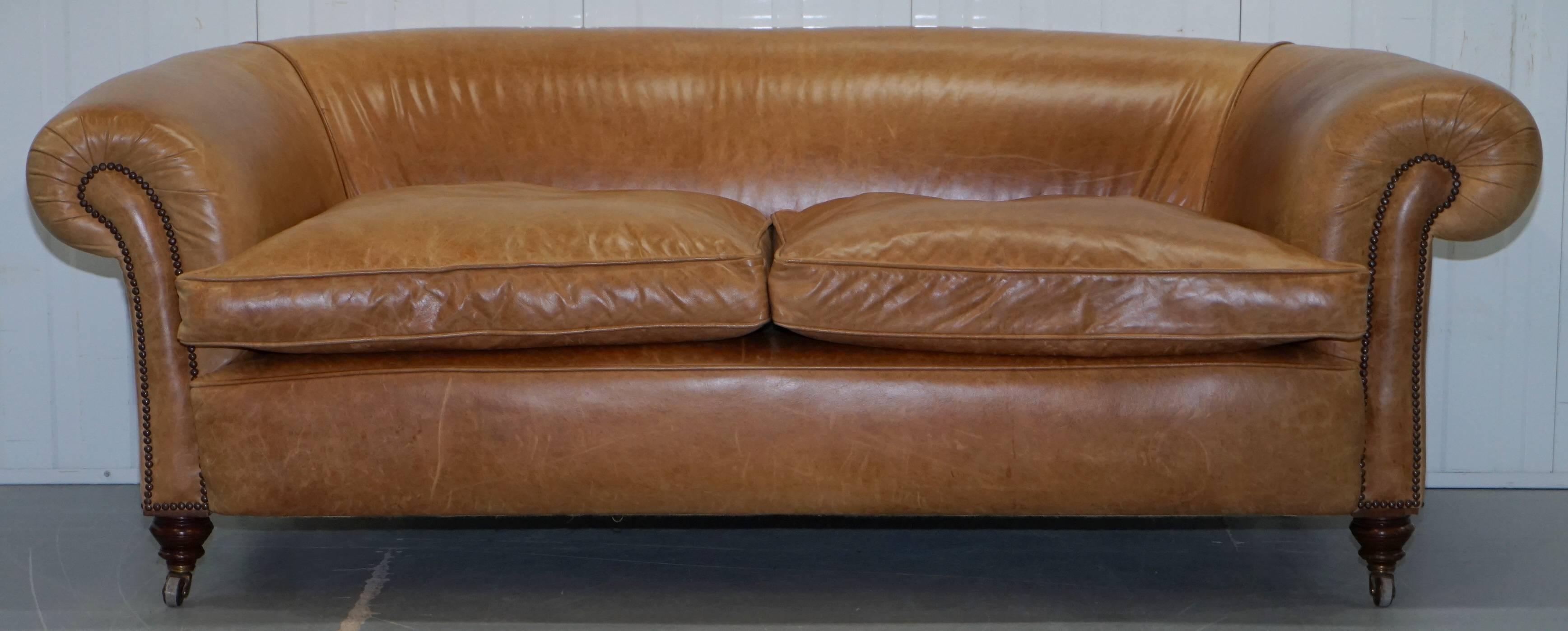 We are delighted to offer for sale 1 of 2 lovely restored Victorian club sofas with inside back leg stamped

This auction is for the original Victorian model, the owners had a second sofa made to match it in or circa 1930s, this second sofa looks