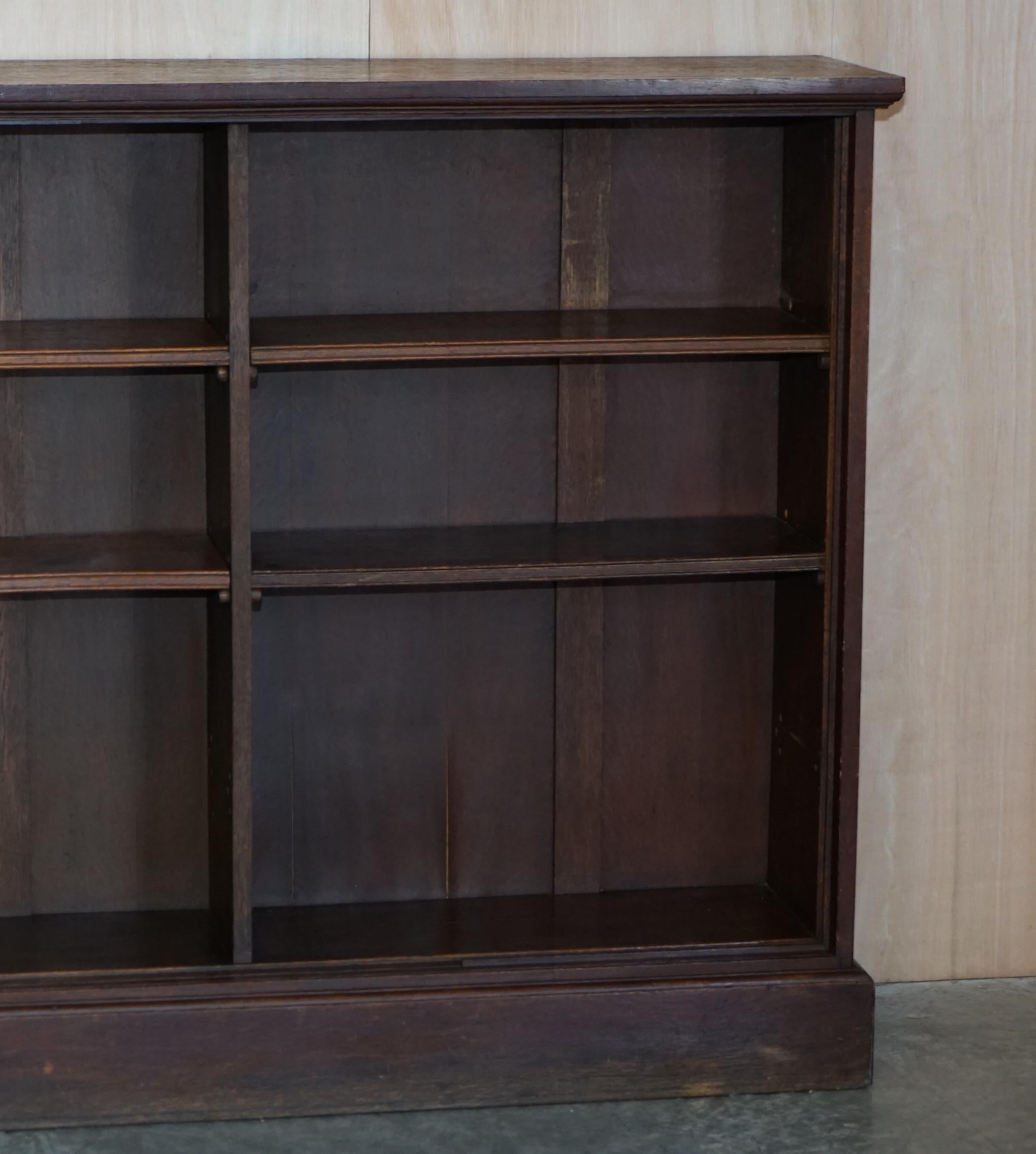 Hand-Crafted 1 of 2 Victorian Period Dwarf Open Library Bookcases with Two Shelves Per Side For Sale