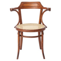 1 di 2 Sedia da scrivania vintage in legno curvato, sedia austriaca degli anni ’50, stile Mid-Century con intreccio in vimini