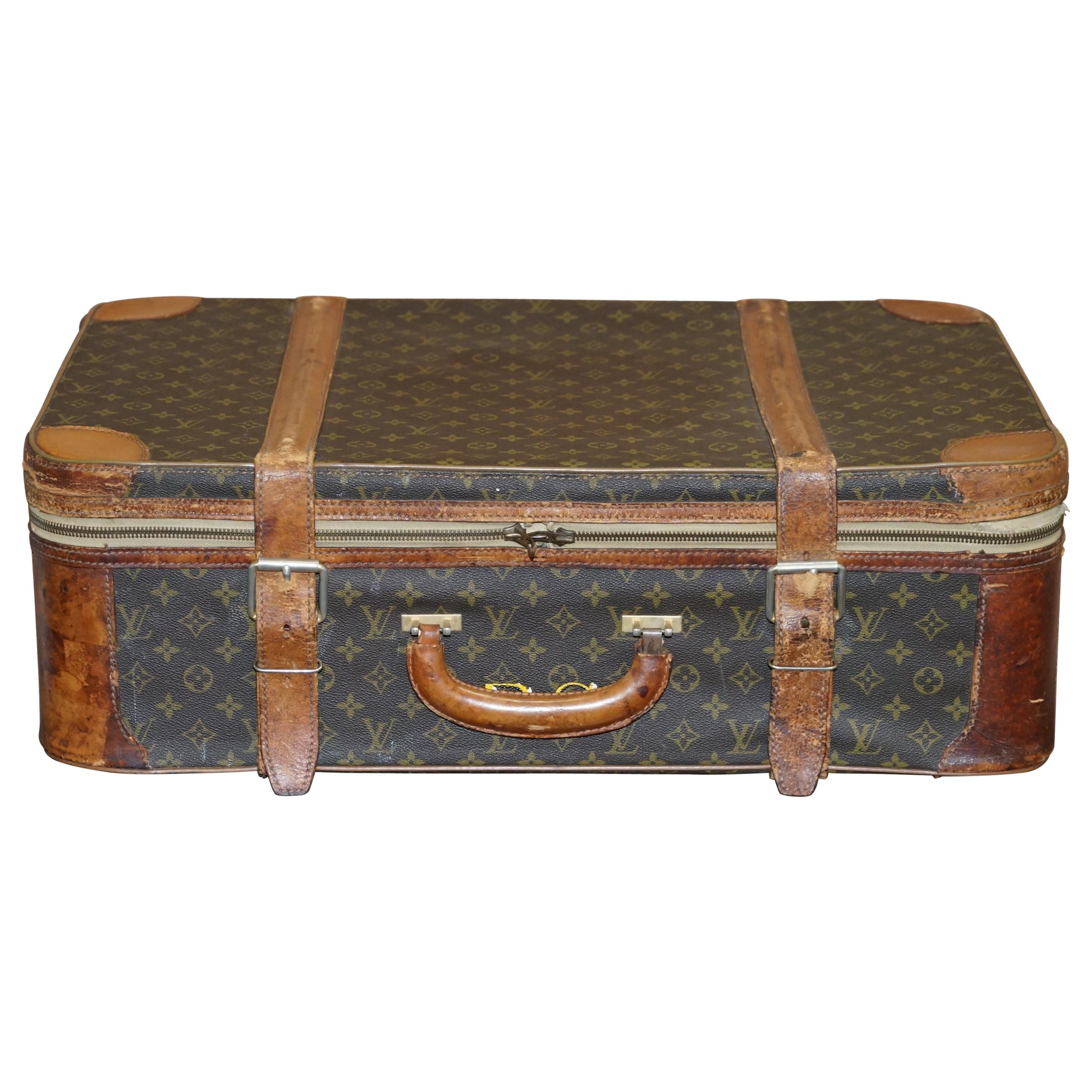 1 of 2 Vintage Brown Leather Louis Vuitton Strapped Bronze Monogram