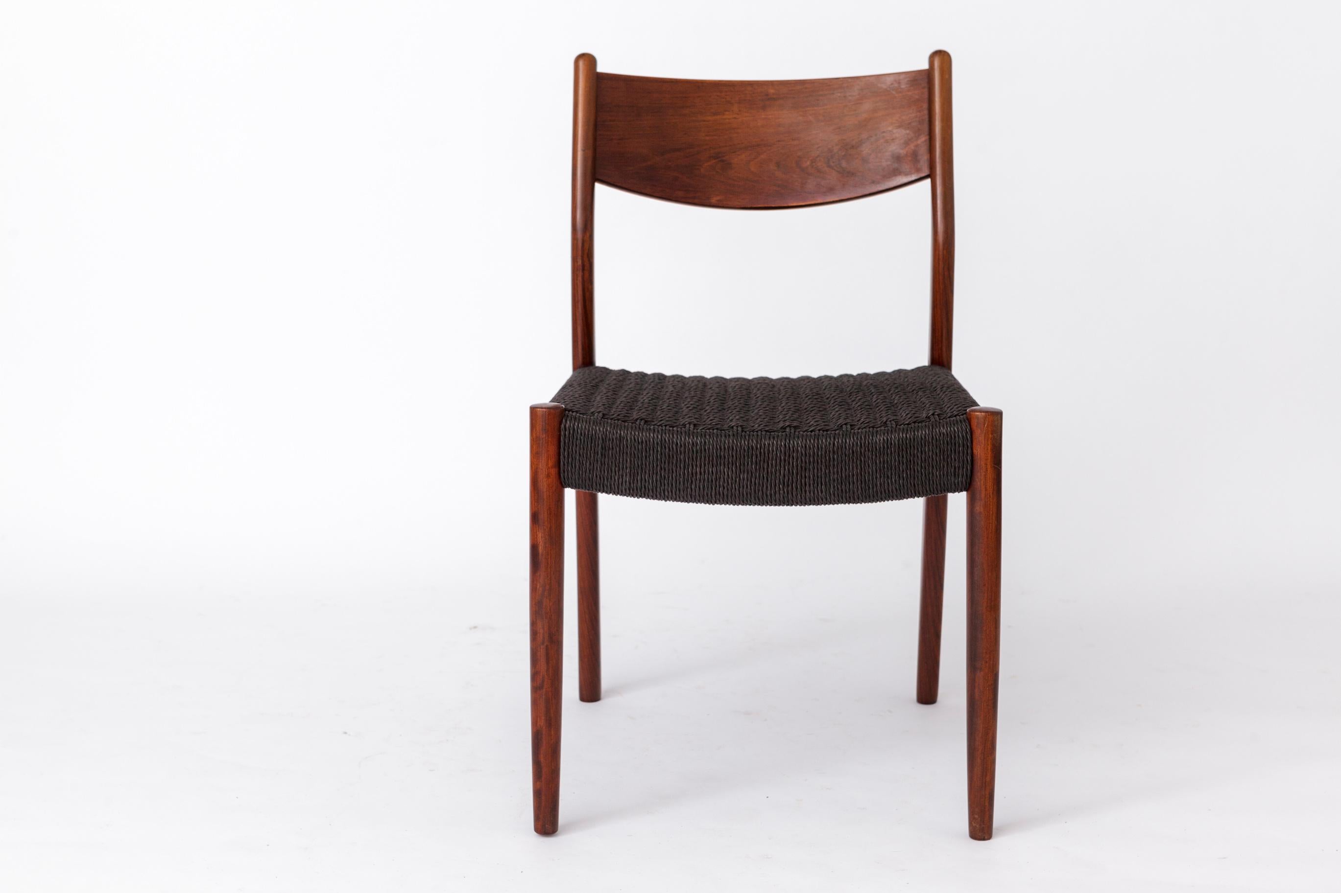 1 de 2 Silla vintage Fristho Franeker de teca con tejido de cuerda danesa - Años 60 Moderno de mediados de siglo en venta