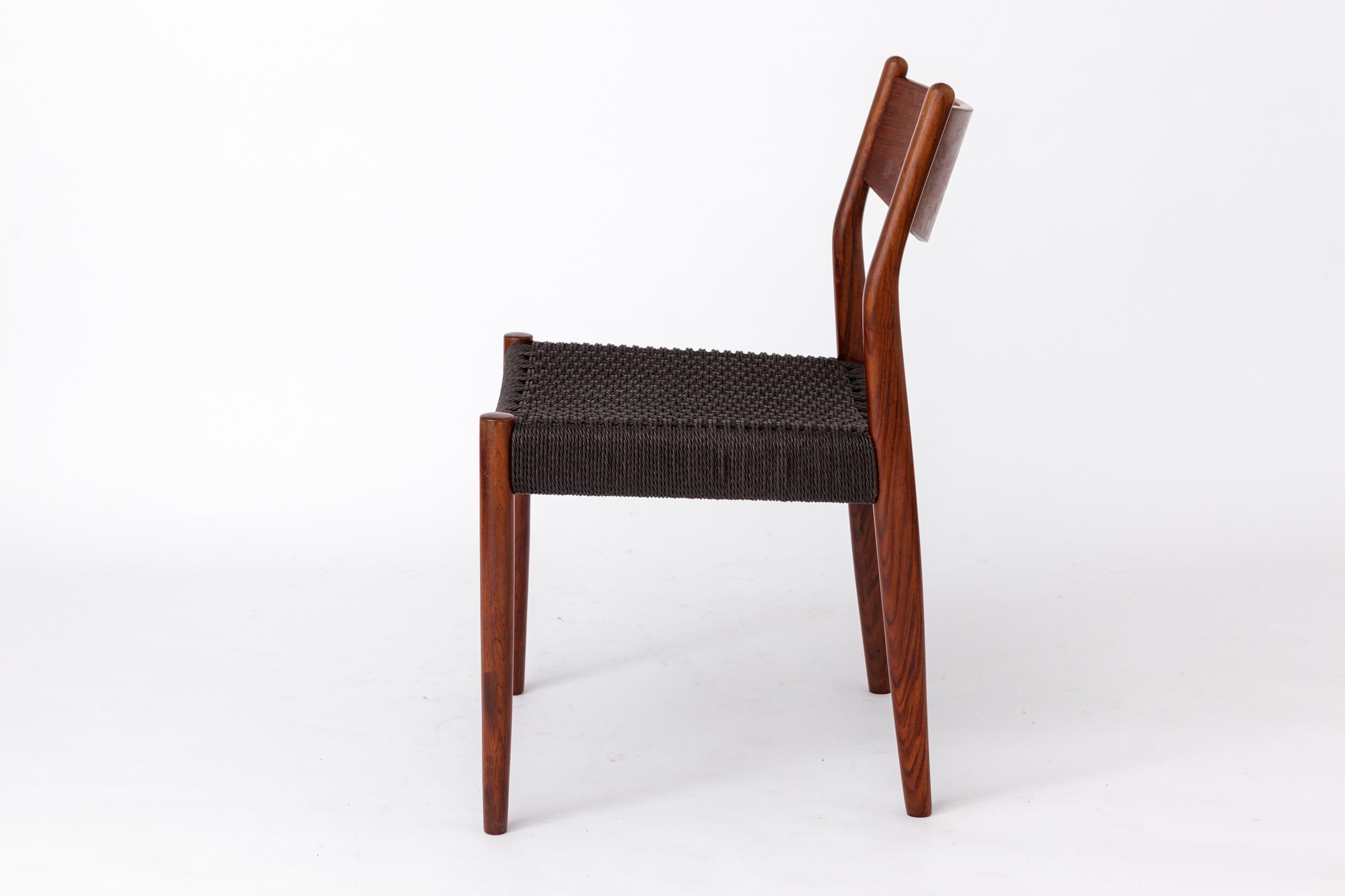 1 de 2 Silla vintage Fristho Franeker de teca con tejido de cuerda danesa - Años 60 en Bueno estado para la venta en Hannover, DE