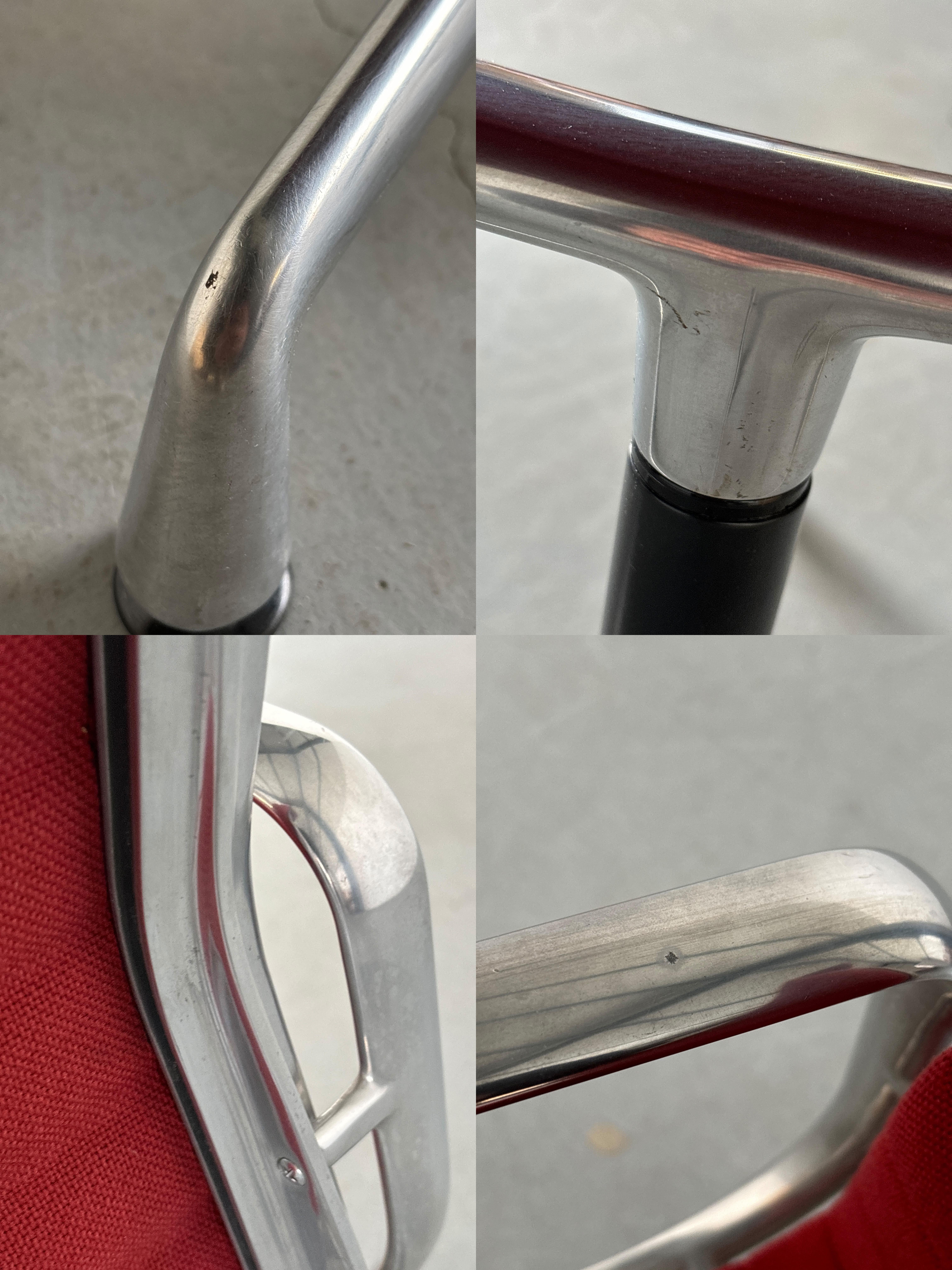 1 von 2 ikonischen Eames-Schreibtischstühlen 'EA107' von Vitra, roter Stoff, 1990er Jahre im Angebot 4