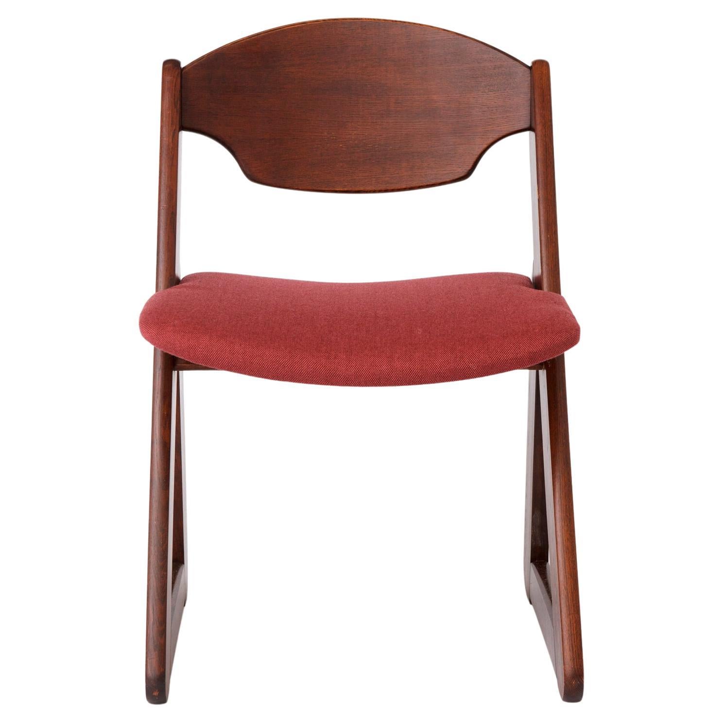 1 of 2 Vintage Italian Chair, 1980s, Dark Beechwood, Burgundy Upholstery For Sale