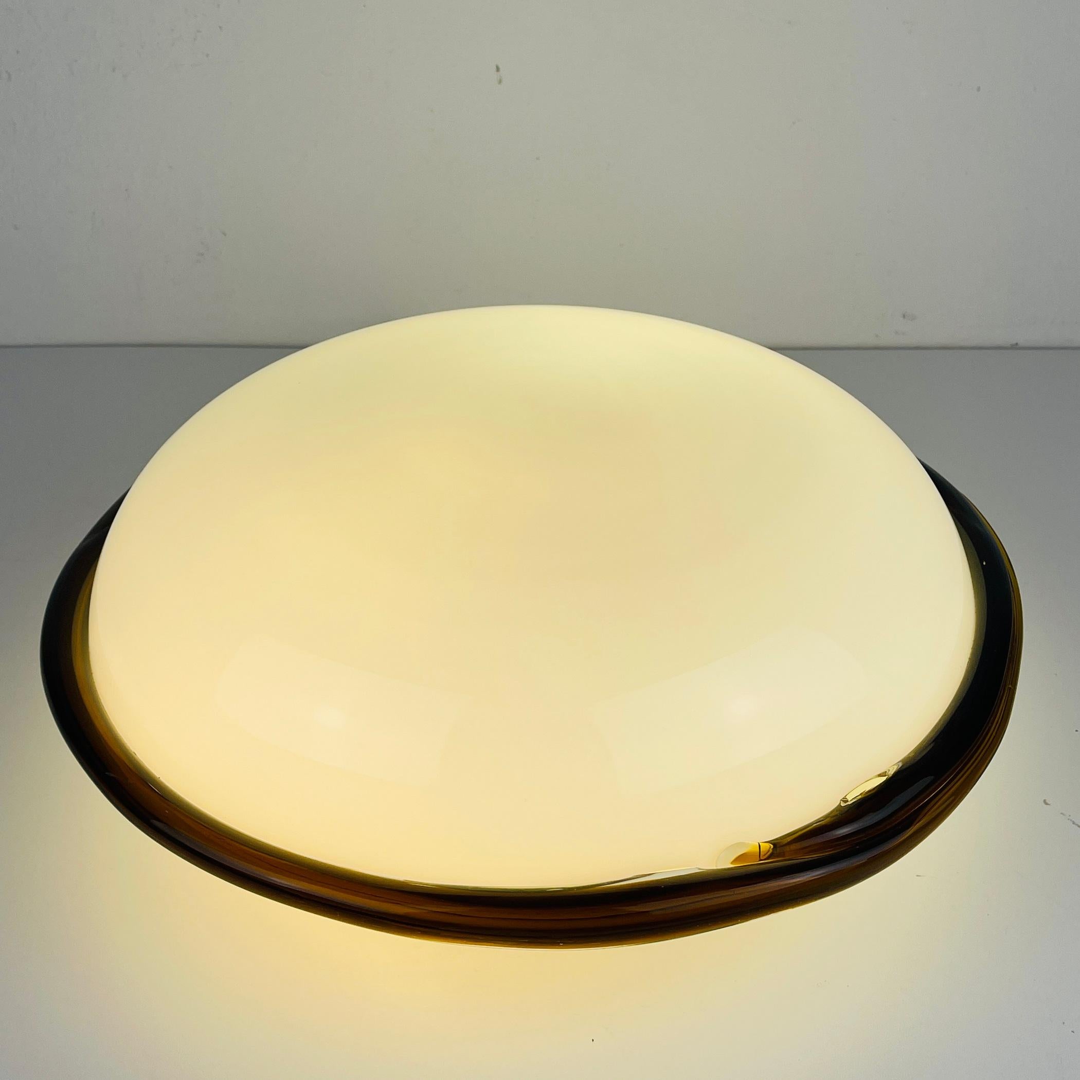 Mid-Century Modern 1 of 2 Vintage murano glass ceiling or wall lamp Italy 1980s  For Sale