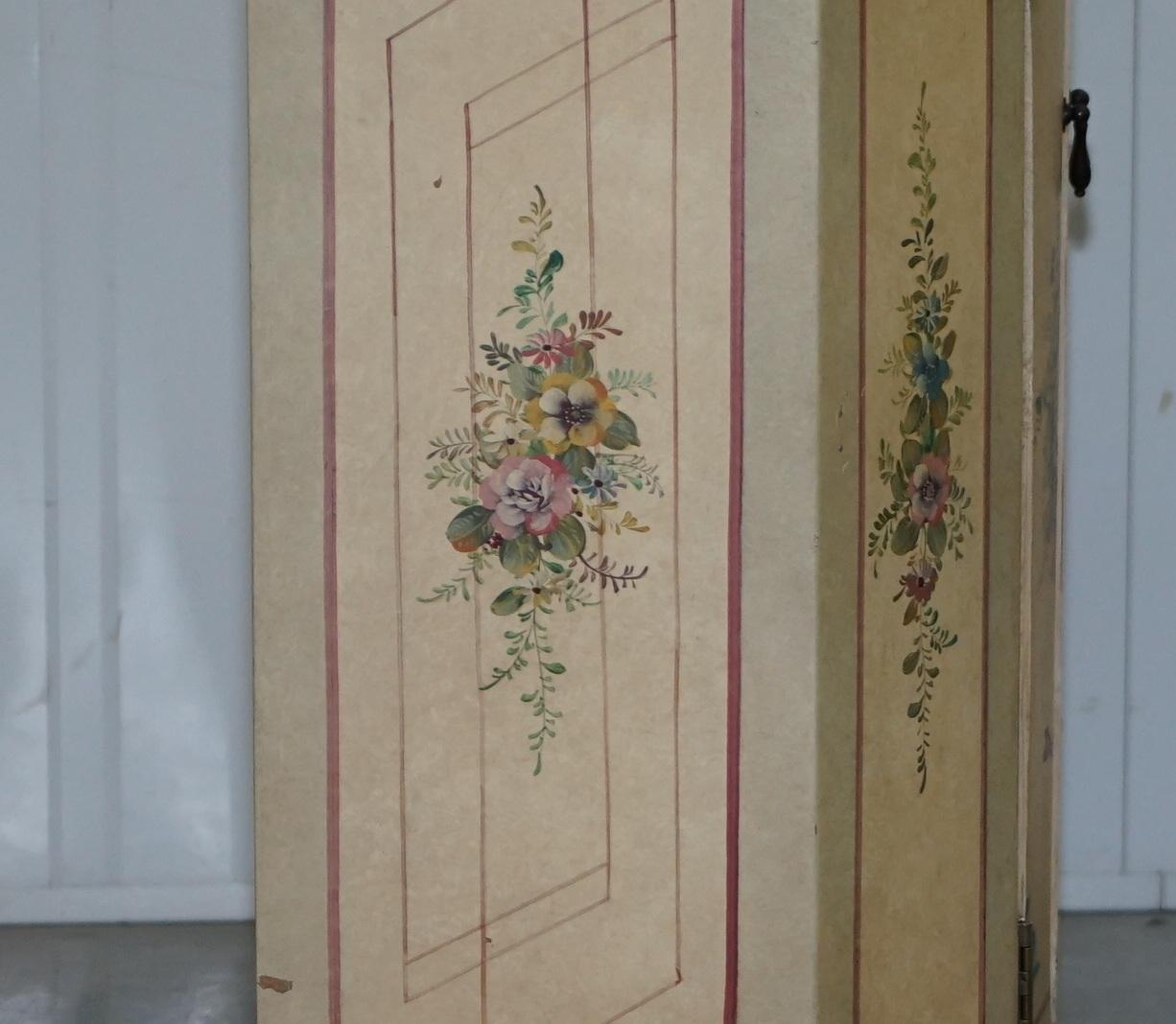 1 of 2 Vintage Painted Flowers French Serpentine Fronted Sideboards Cupboards 5