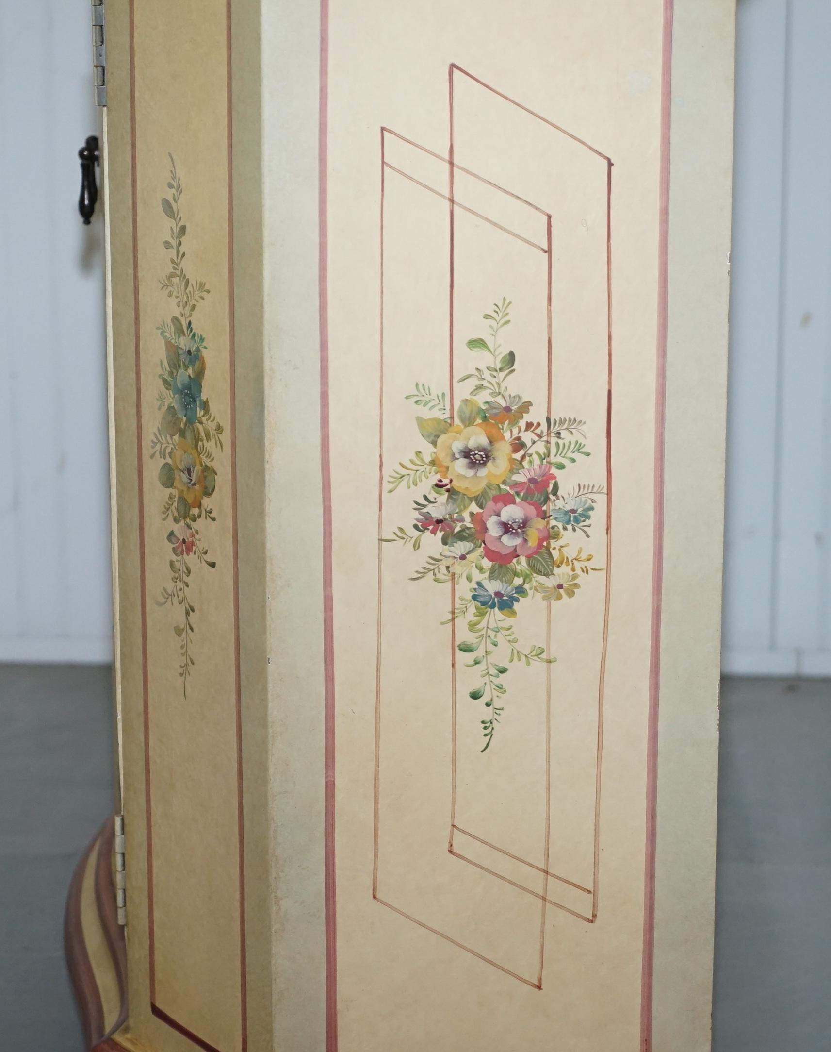 1 of 2 Vintage Painted Flowers French Serpentine Fronted Sideboards Cupboards 8