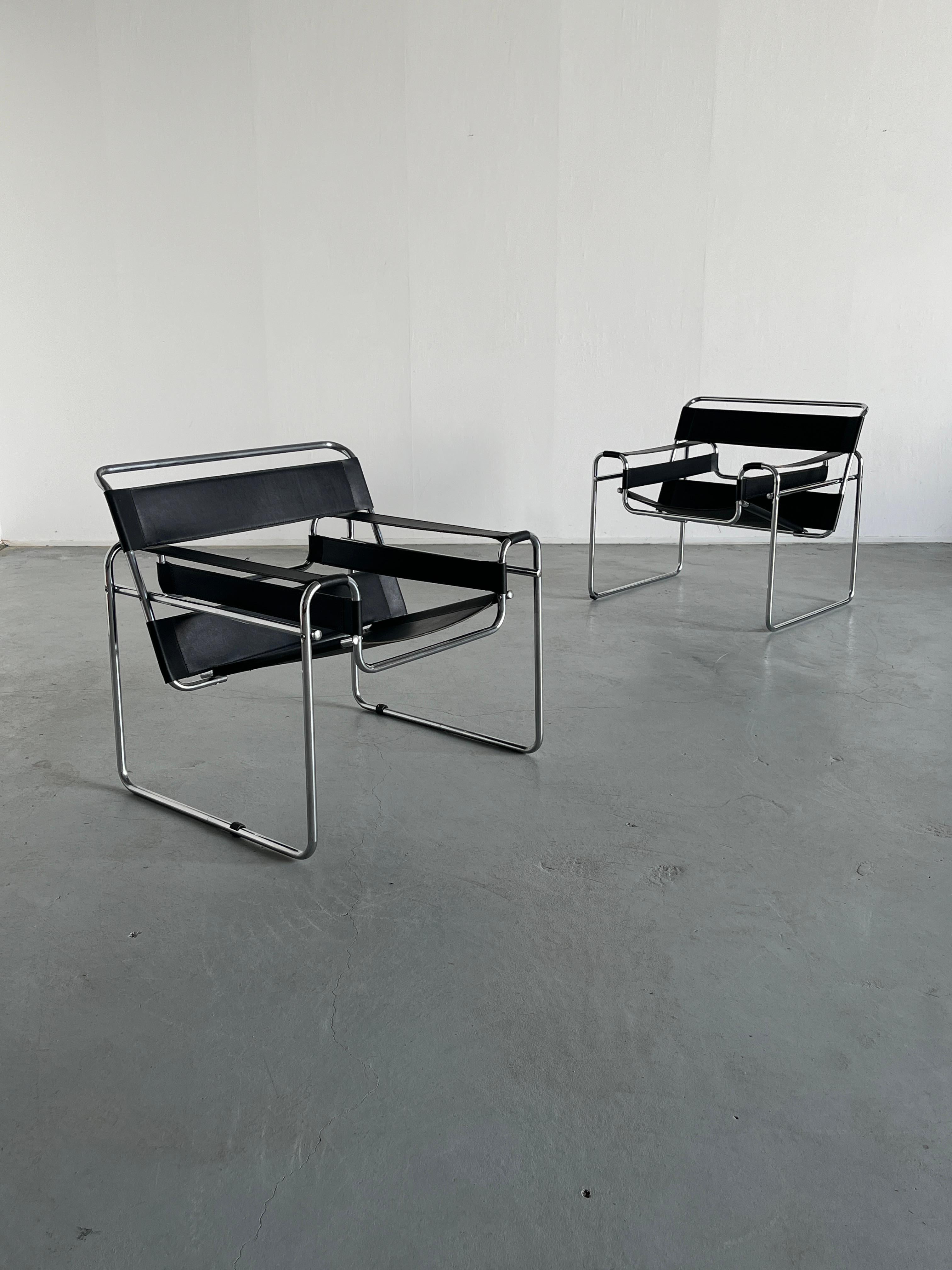 Bauhaus 1 of 2 Vintage 'Wassily' B3 Armchairs by Marcel Breuer, 1970s Replica