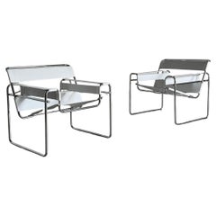 1 of 2 Vintage White 'Wassily' Armchairs by Marcel Breuer, B3 Chair, 70s Replica