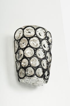 1 of 3 Wall Lights Sconces Iron Glass by Limburg, Germany, 1960s