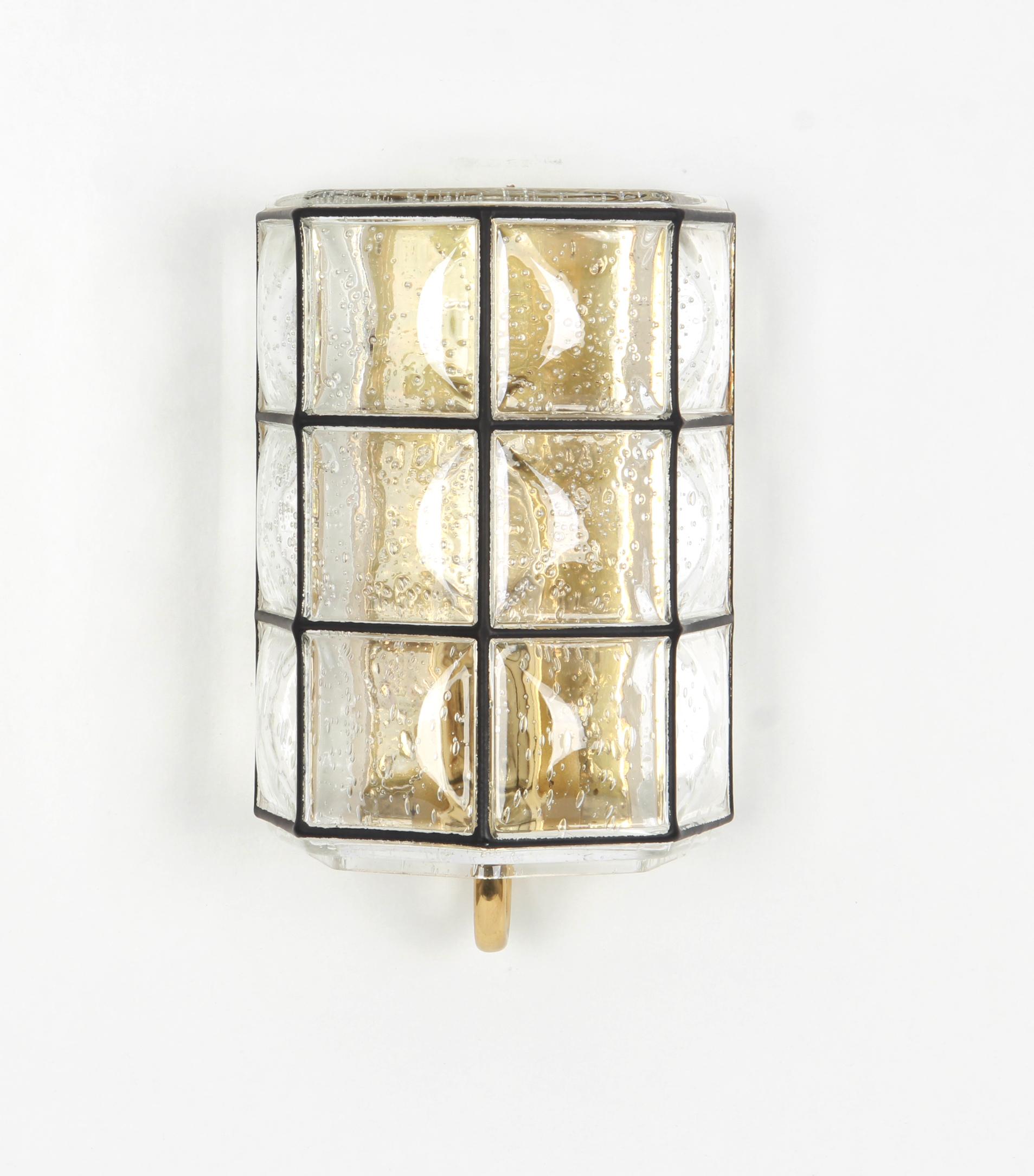 1 of 2 Wall Lights Sconces Iron Glass by Limburg, Germany, 1960s In Excellent Condition In Aachen, NRW