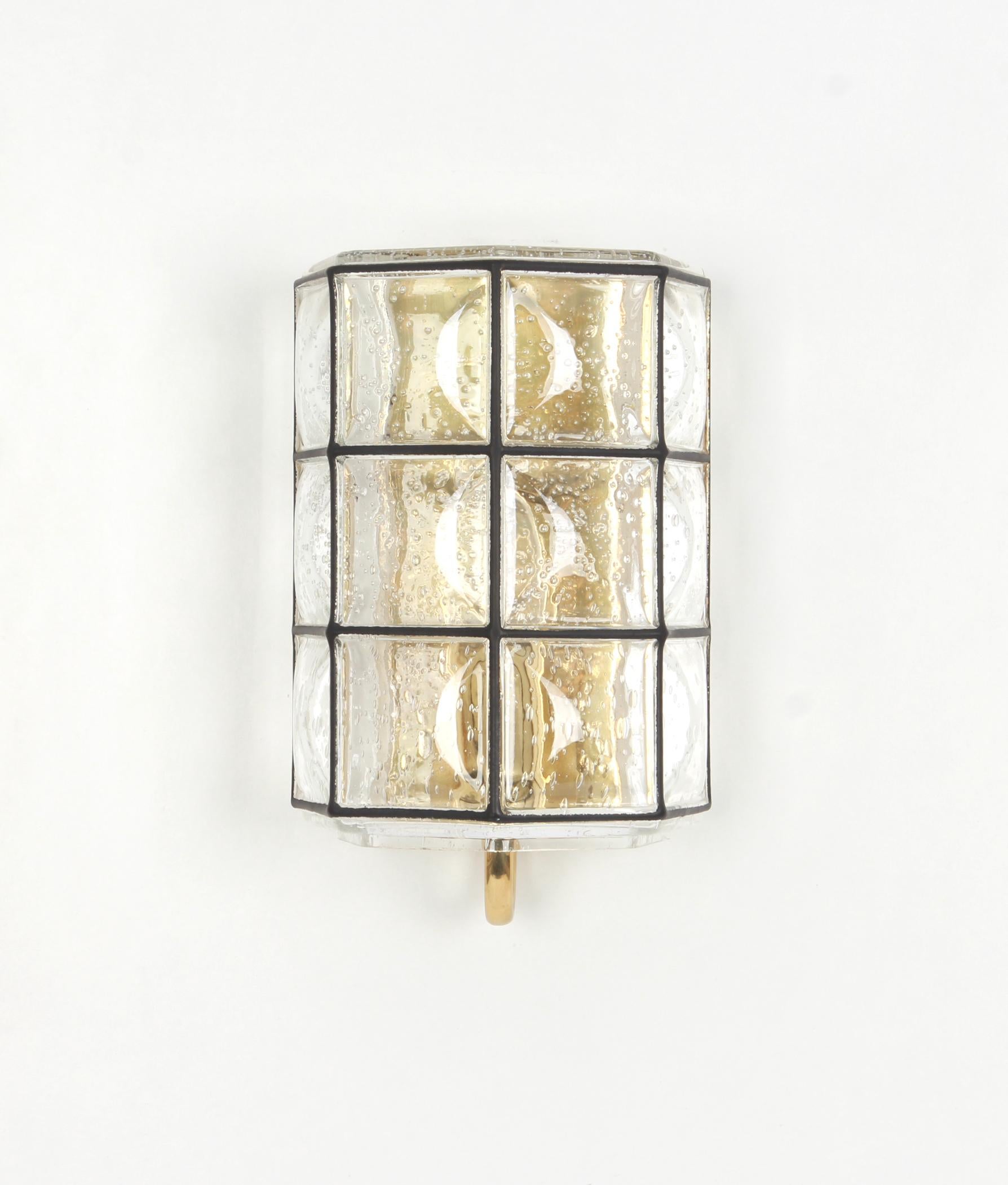 Mid-20th Century 1 of 2 Wall Lights Sconces Iron Glass by Limburg, Germany, 1960s