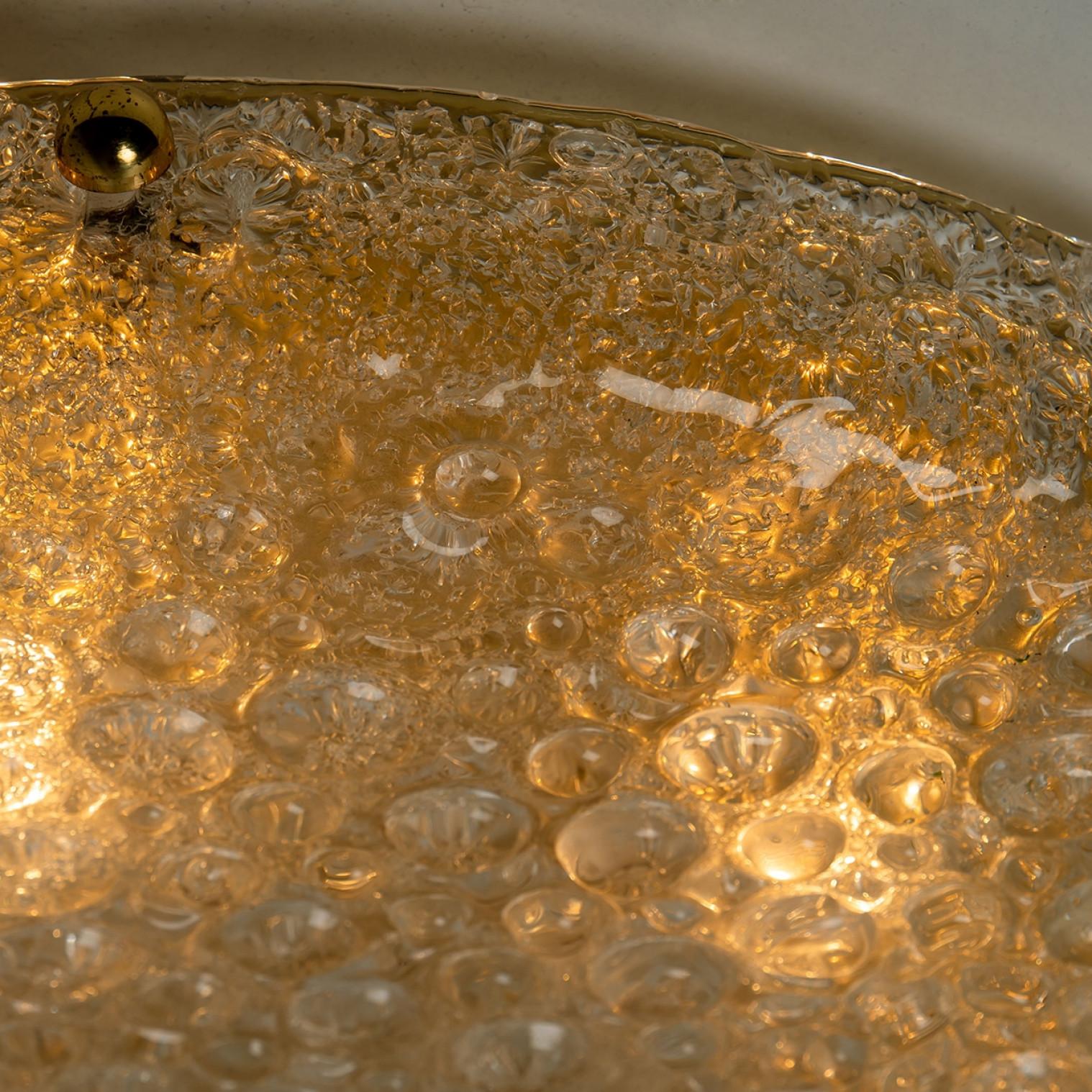 Mid-Century Modern 1 of 2 XL Bubble Blown Murano Glass Flush Mounts or Wall Lights, 1960 For Sale
