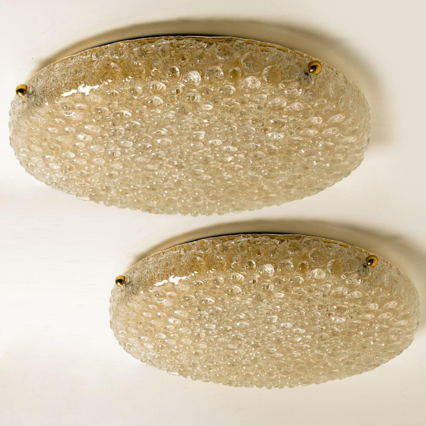 Austrian 1 of 2 XL Bubble Blown Murano Glass Flush Mounts or Wall Lights, 1960 For Sale