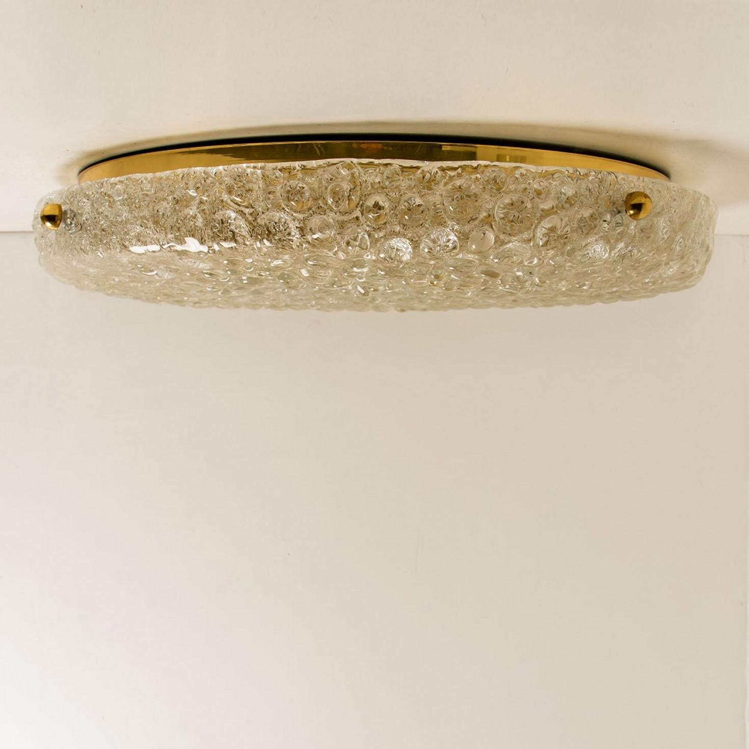 Hand-Crafted 1 of 2 XL Bubble Blown Murano Glass Flush Mounts or Wall Lights, 1960 For Sale