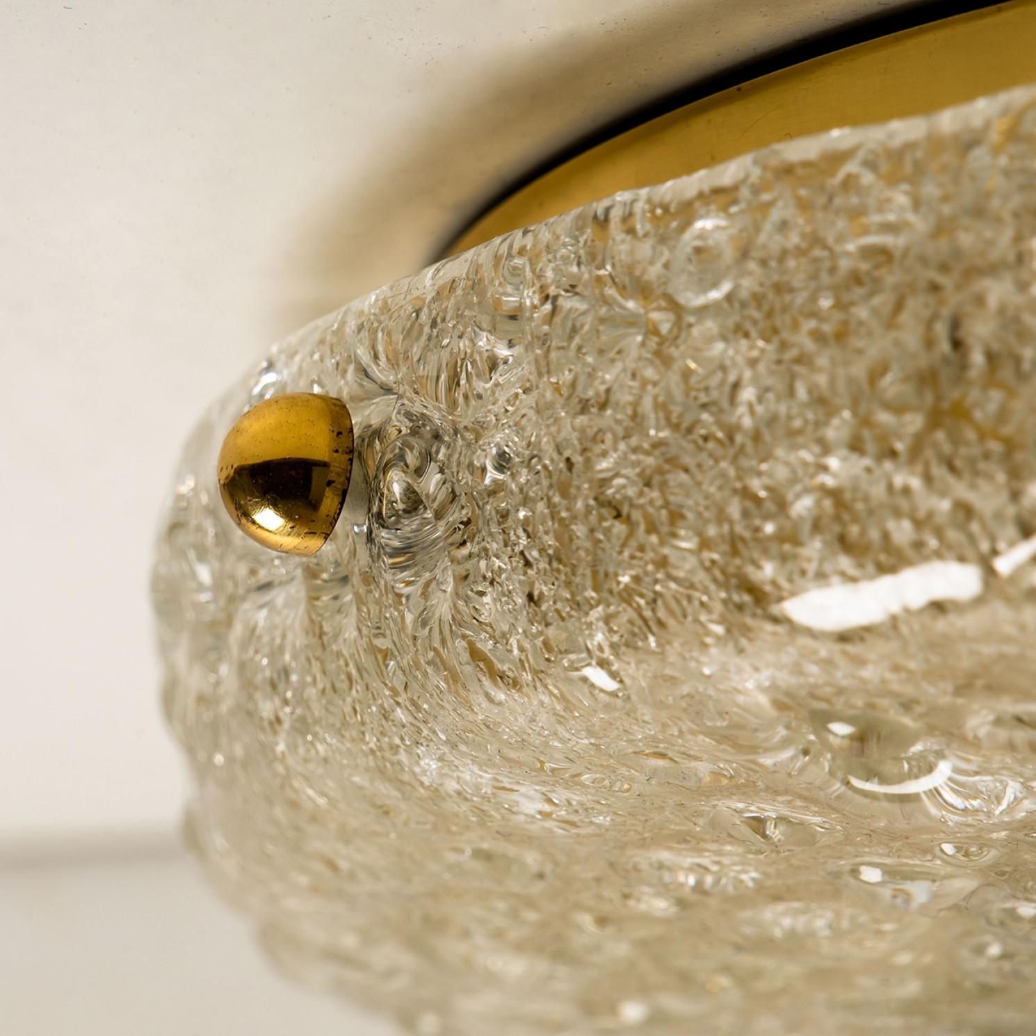 Mid-20th Century 1 of 2 XL Bubble Blown Murano Glass Flush Mounts or Wall Lights, 1960 For Sale