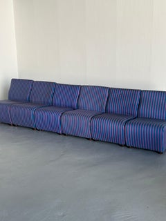 1 of 20 Italian Mid-Century-Modern Striped Blue Modular Sofa Modules, 1970s