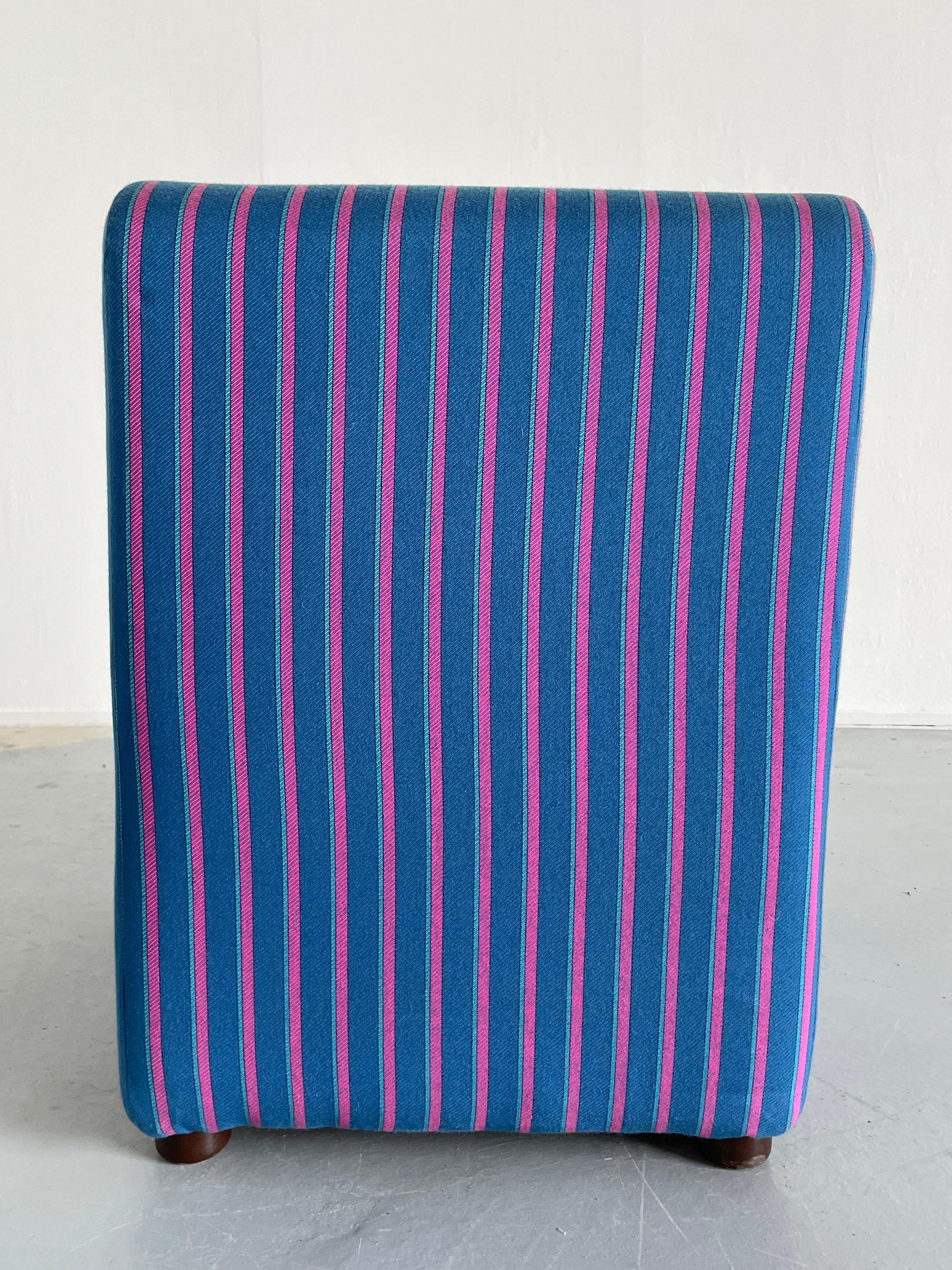 1 of 20 Italian Mid-Century-Modern Striped Blue Modular Sofa Modules, 1970s  1