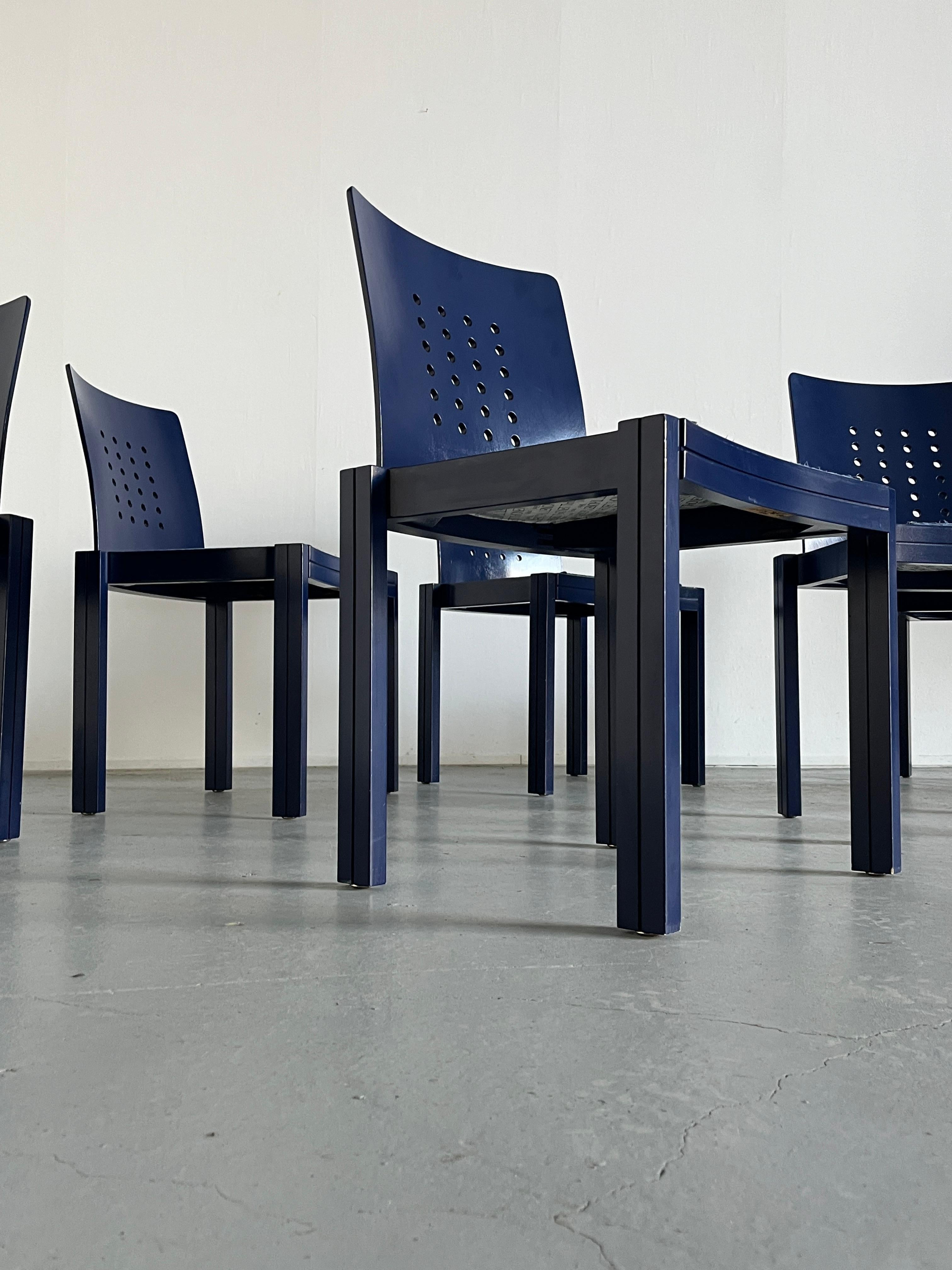 Metal 1 of 20 Postmodern Memphis Era Thonet Vienna Stackable Signed Dining Chairs, 90s For Sale