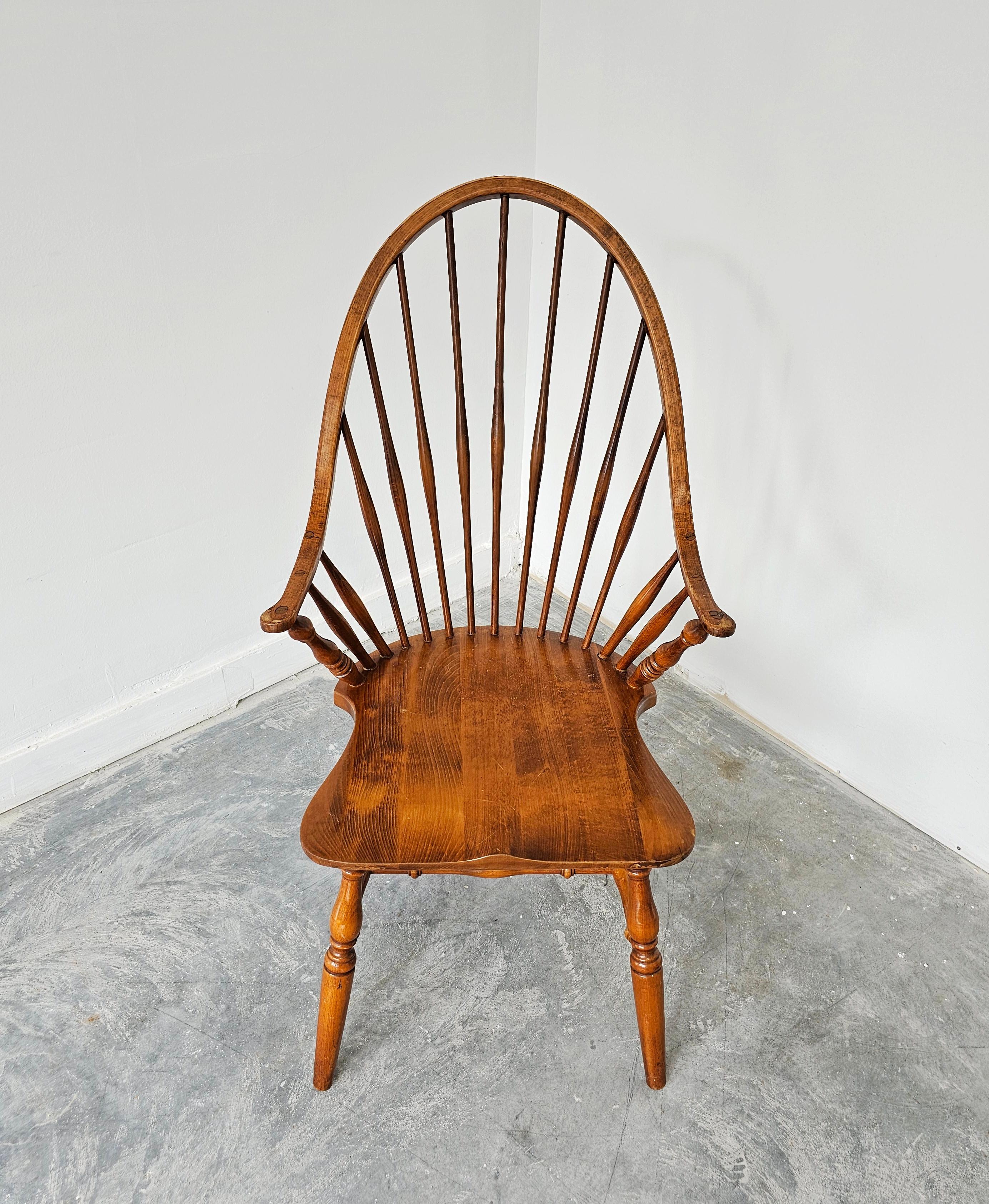 1 of 20 Windsor Tall Spindle Back Armchair in Beech, Yugoslavia 1950s For Sale 9